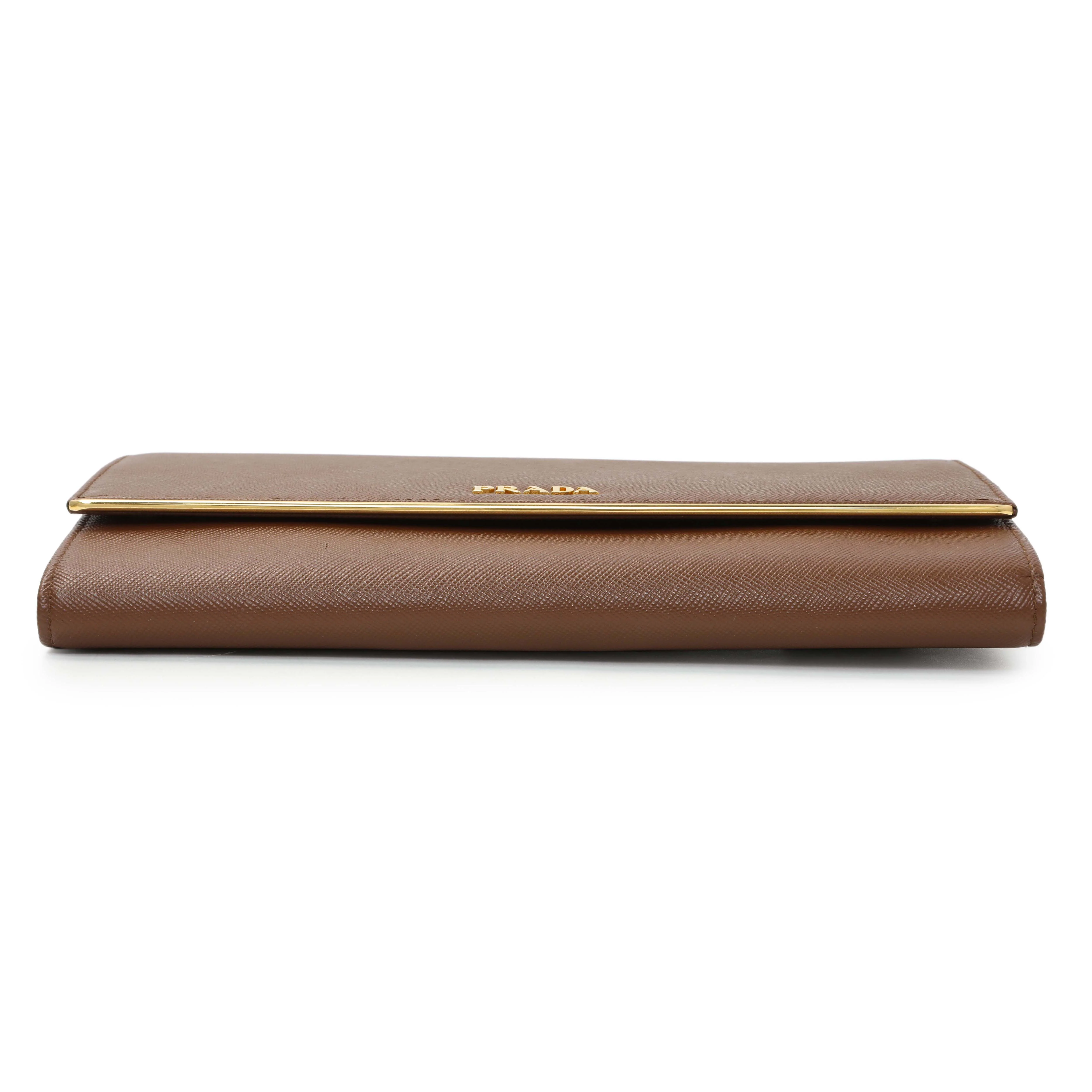 Prada Brown Saffiano Continental Flap Wallet - Image 3