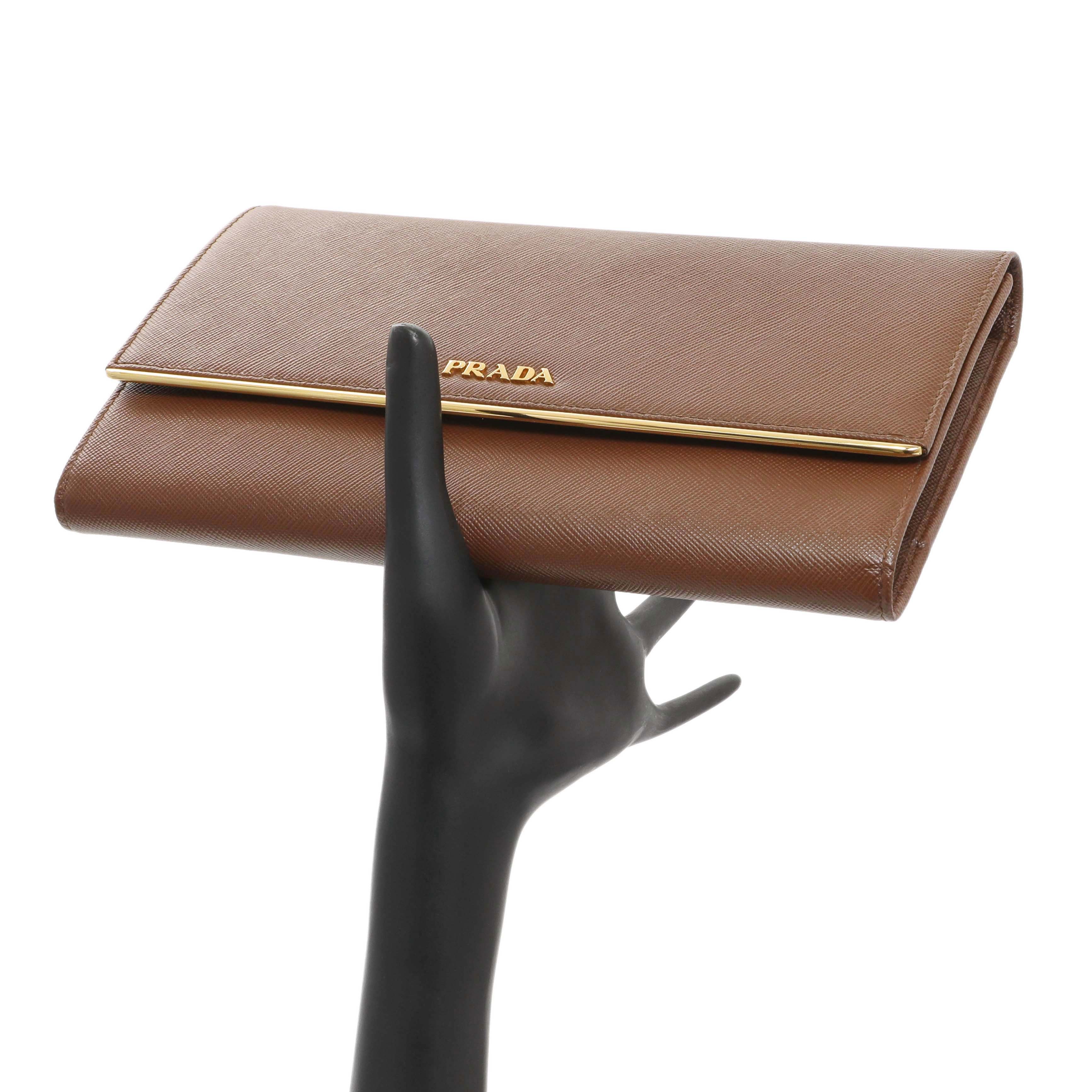Prada Brown Saffiano Continental Flap Wallet - Image 6
