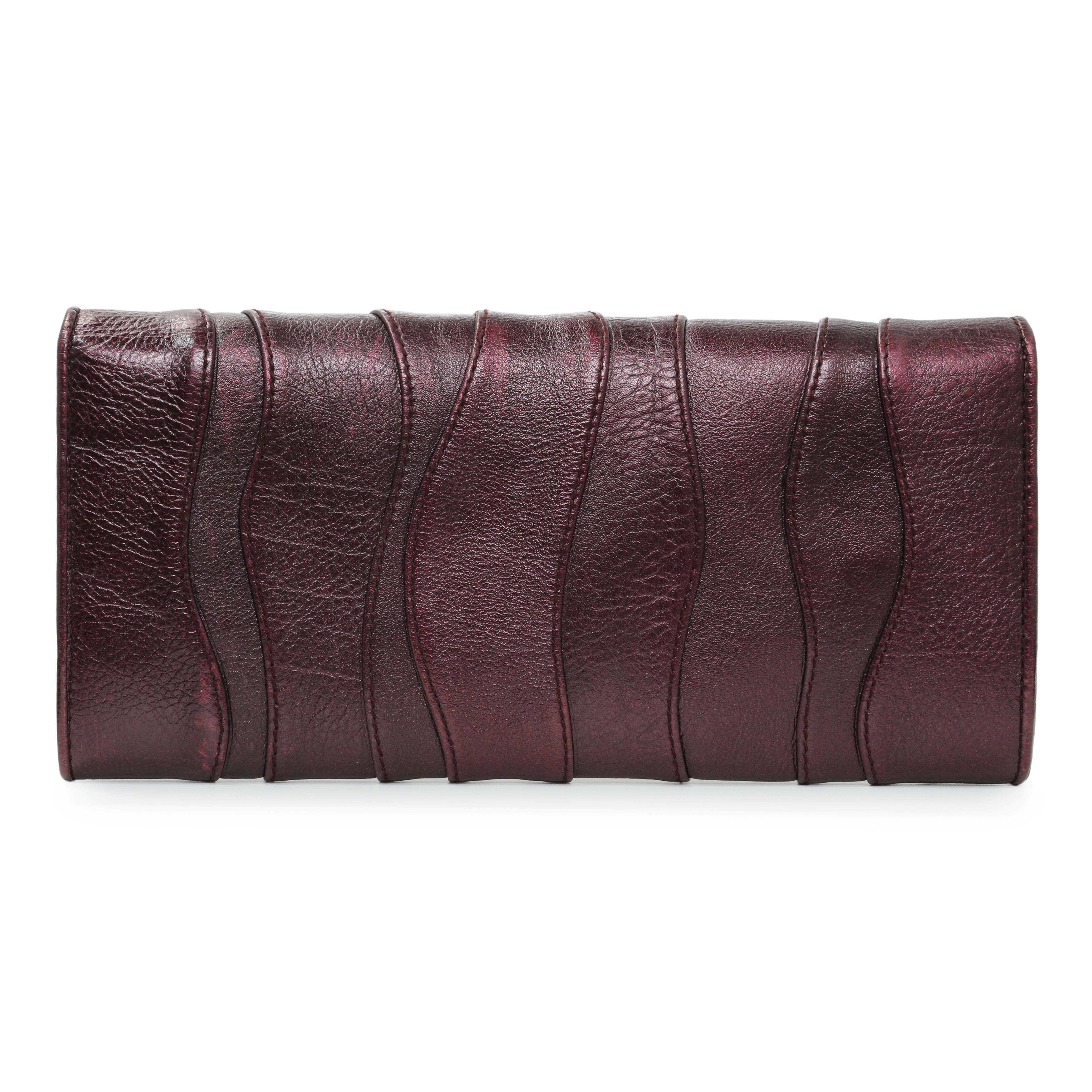 Prada Burgundy Nappa Mordore Stripes Continental Wallet - Image 2