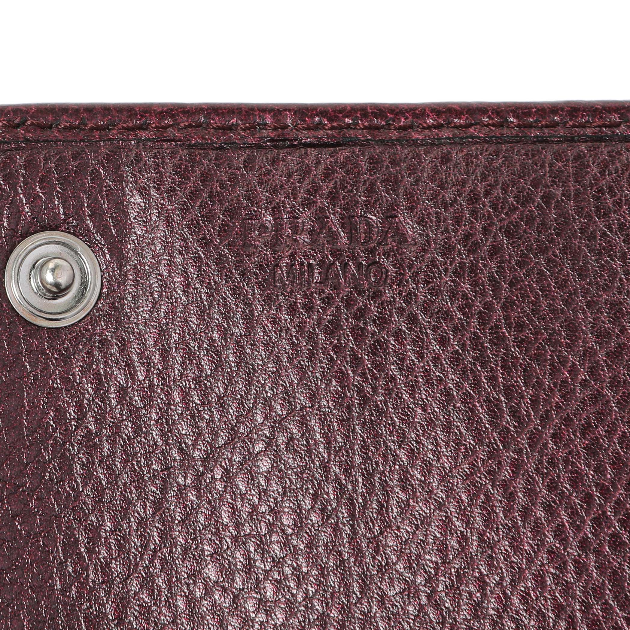 Prada Burgundy Nappa Mordore Stripes Continental Wallet - Image 5