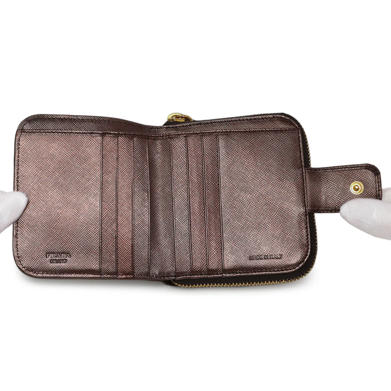 Prada Burgundy Nylon Compact Wallet - Image 4