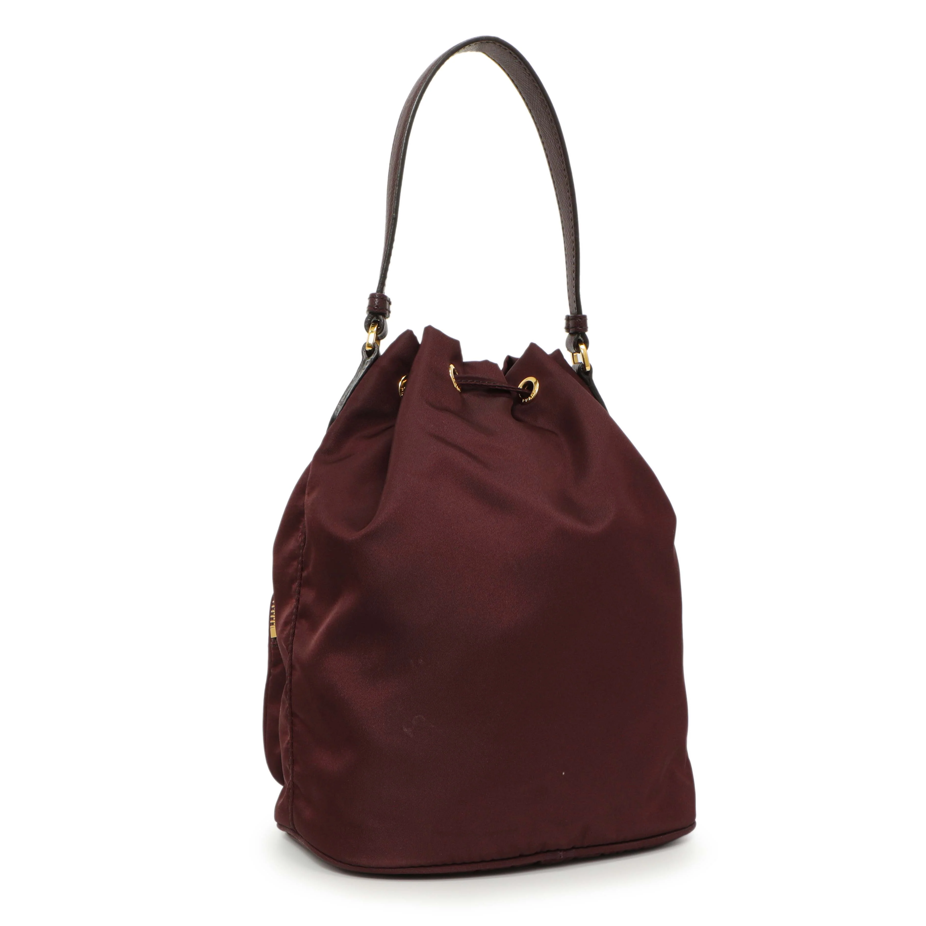 Prada Burgundy Re-Nylon Saffiano Duet Bucket Crossbody Bag - Image 2