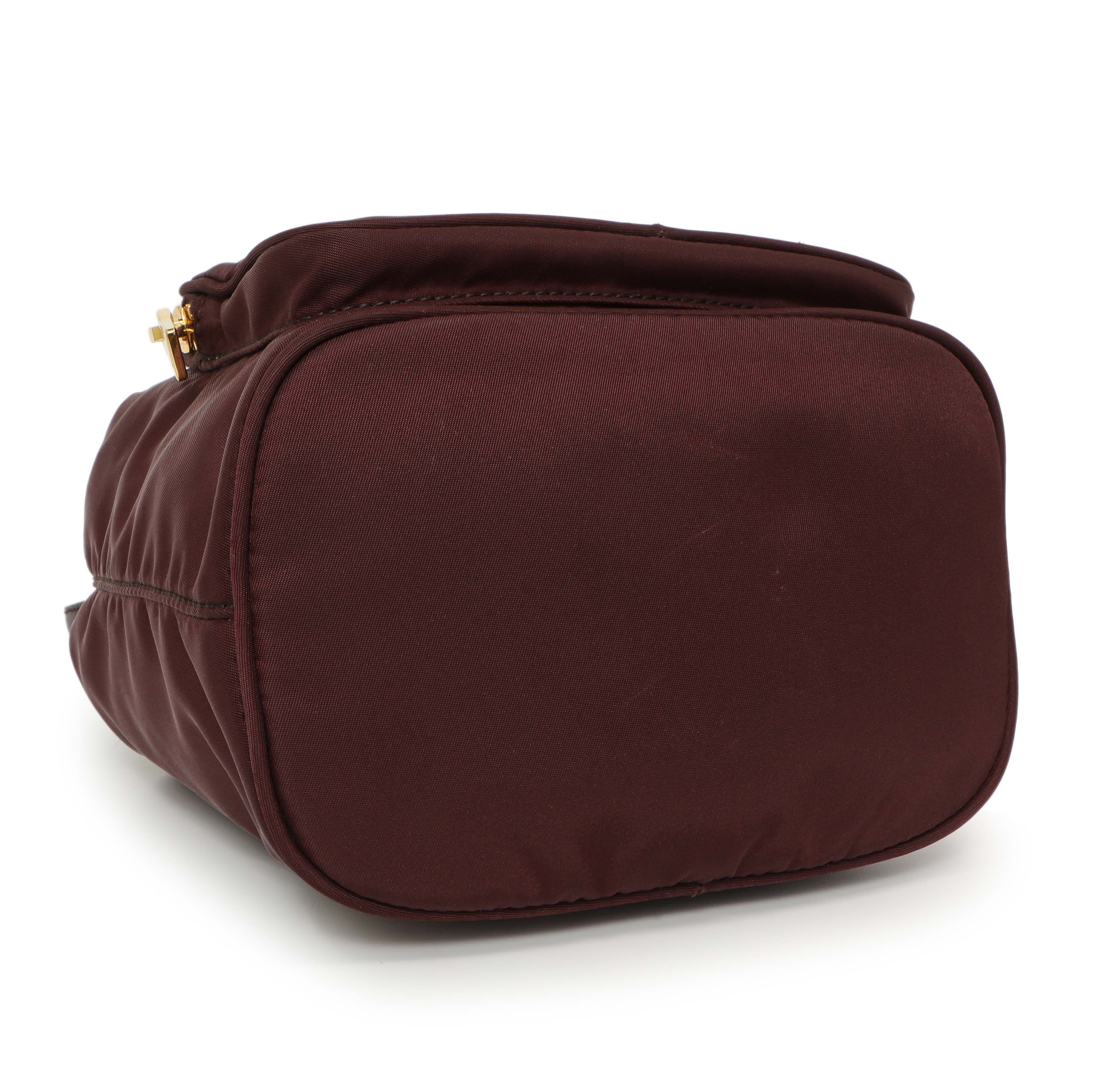 Prada Burgundy Re-Nylon Saffiano Duet Bucket Crossbody Bag - Image 3