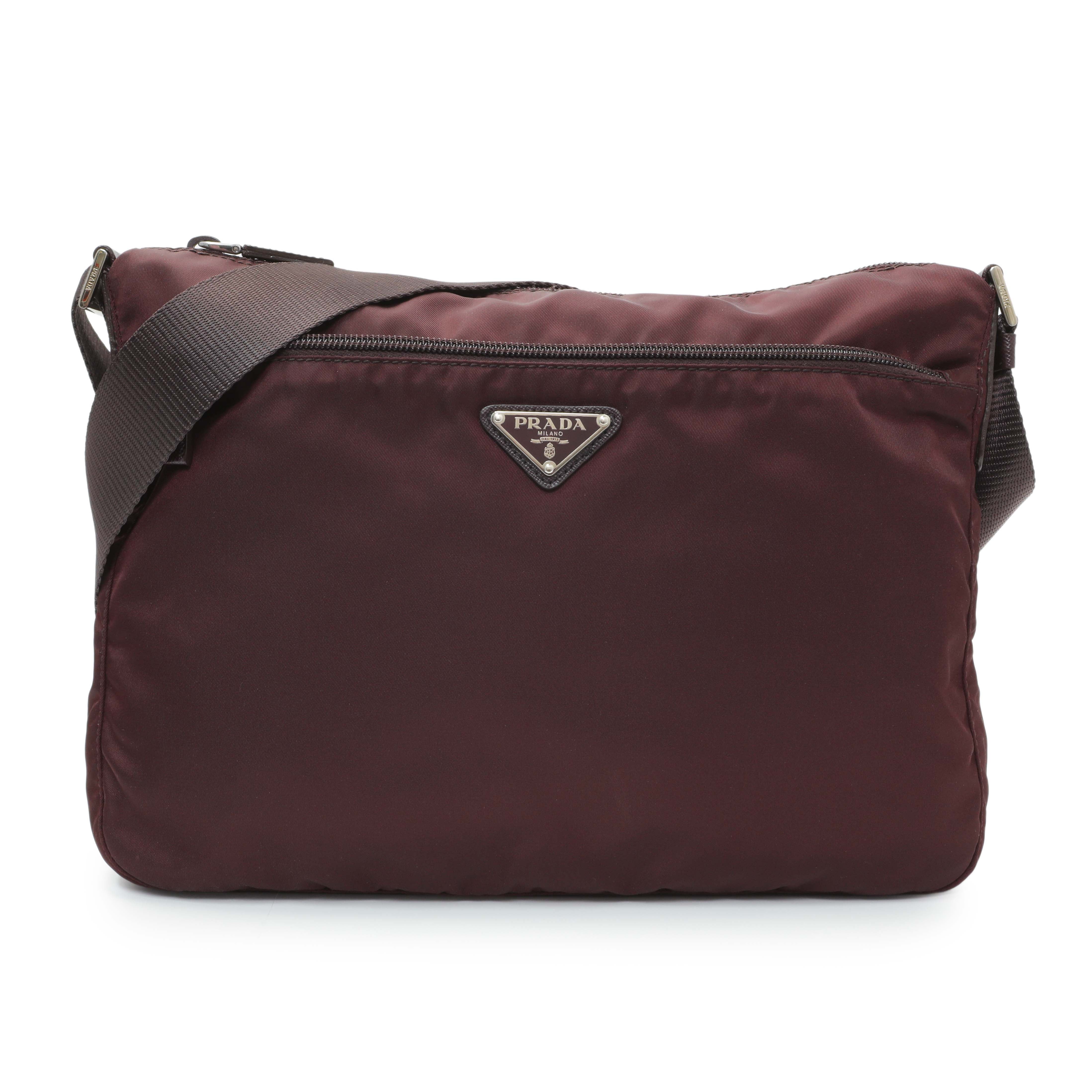 Prada Burgundy Tessuto Nylon Messenger Bag