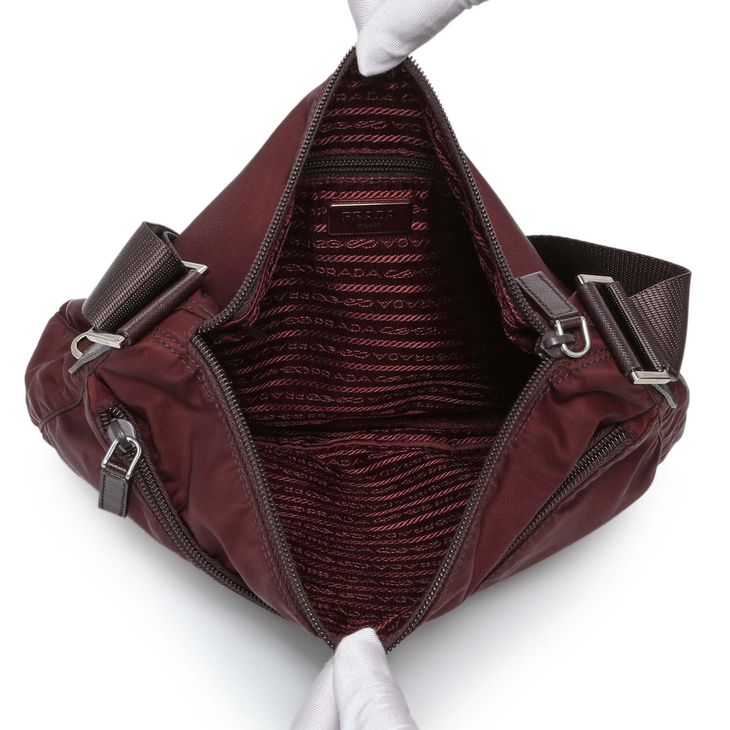 Prada Burgundy Tessuto Nylon Messenger Bag - Image 4