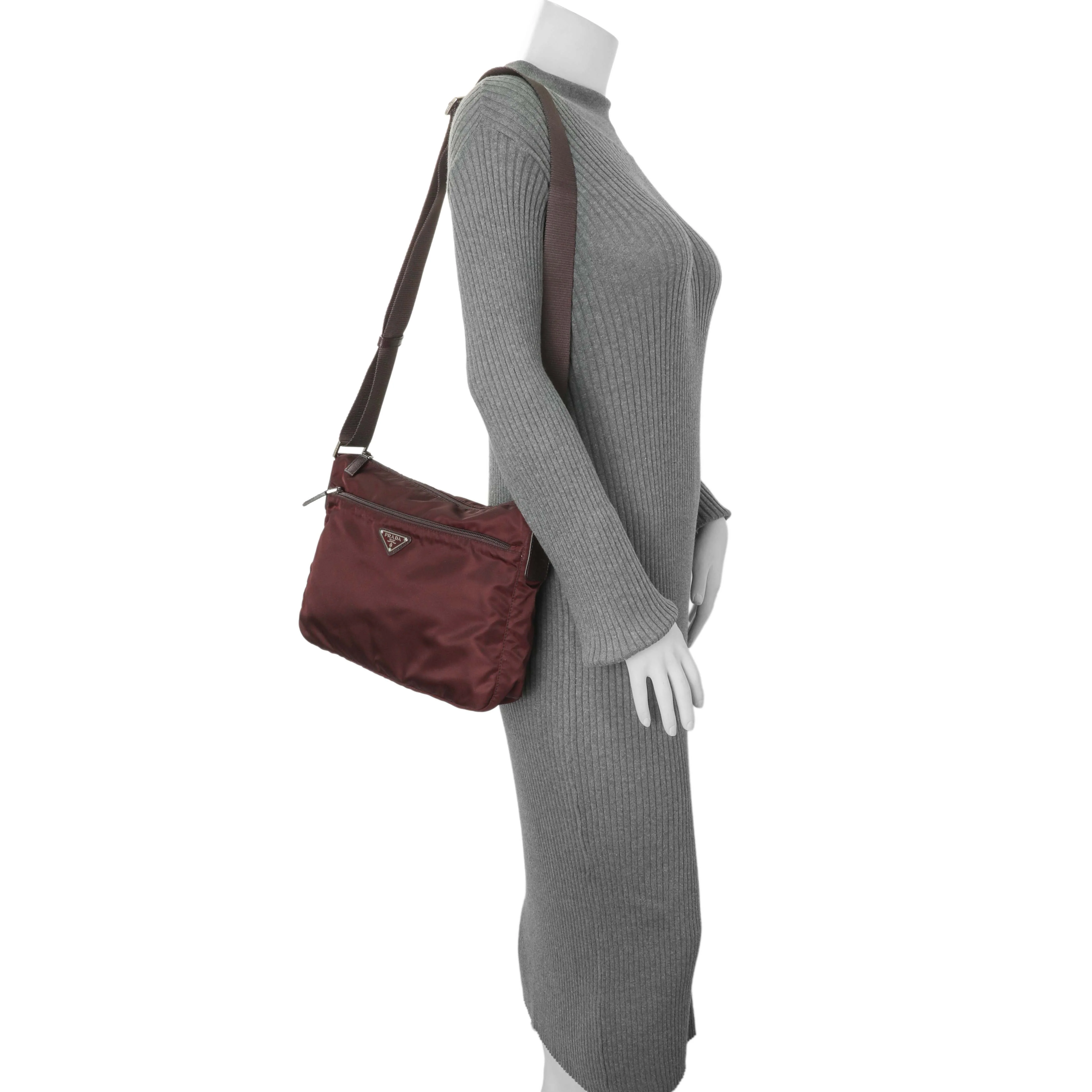 Prada Burgundy Tessuto Nylon Messenger Bag - Image 6