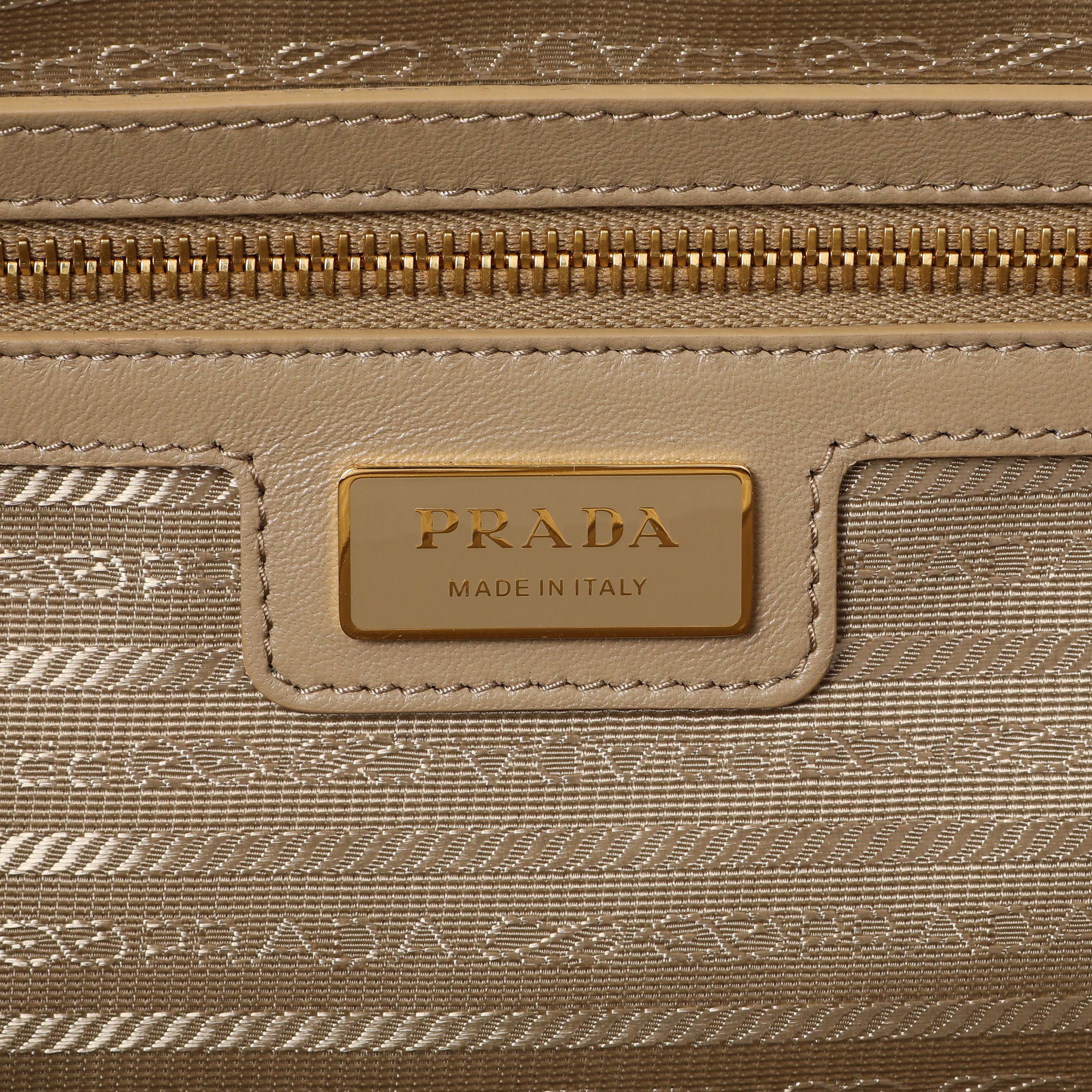 Prada Camel White Re-Nylon Saffiano Medium Re-Edition 1978 Two Handle Bag - Image 5
