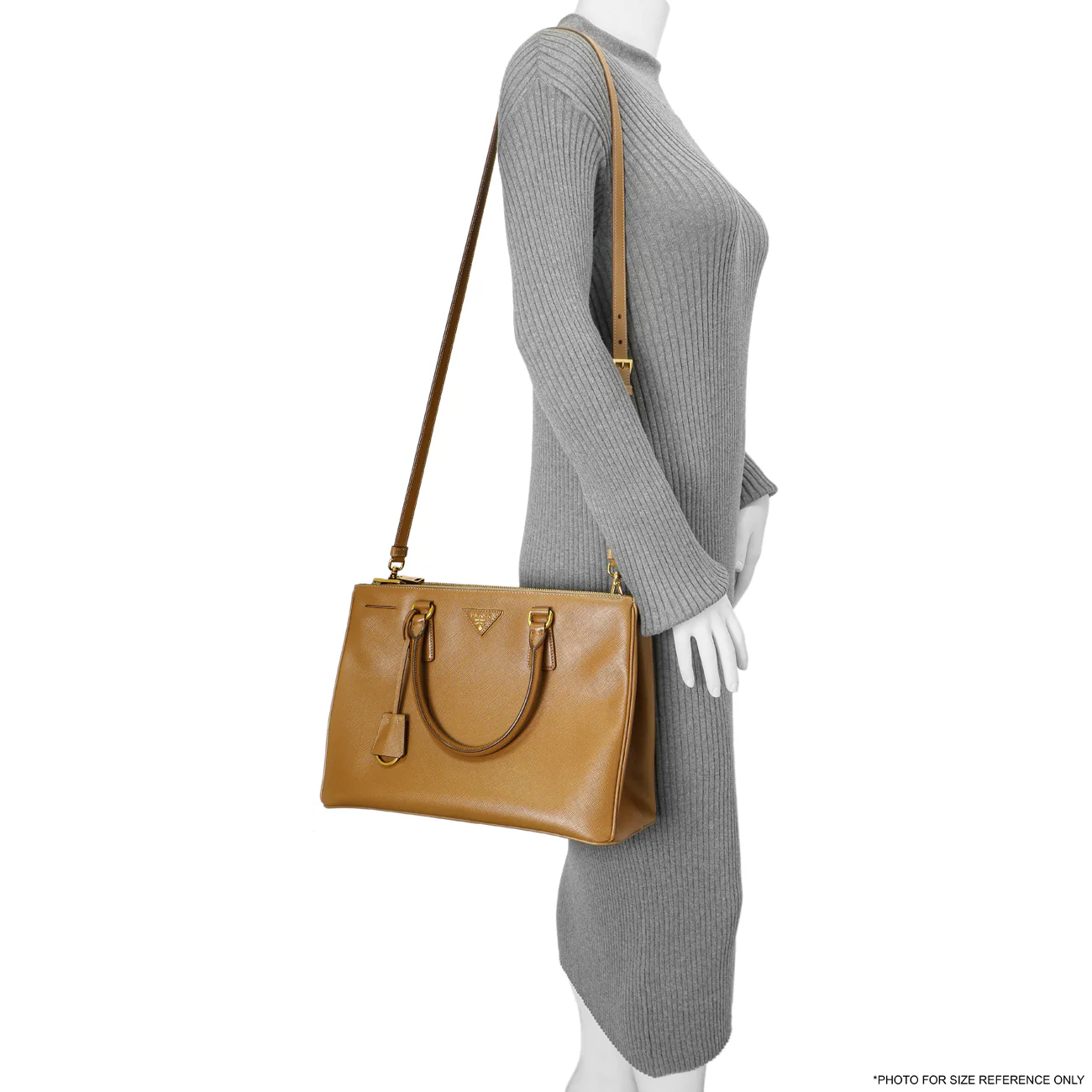 Prada Caramel Saffiano Medium Galleria Double Zip Tote - Image 11
