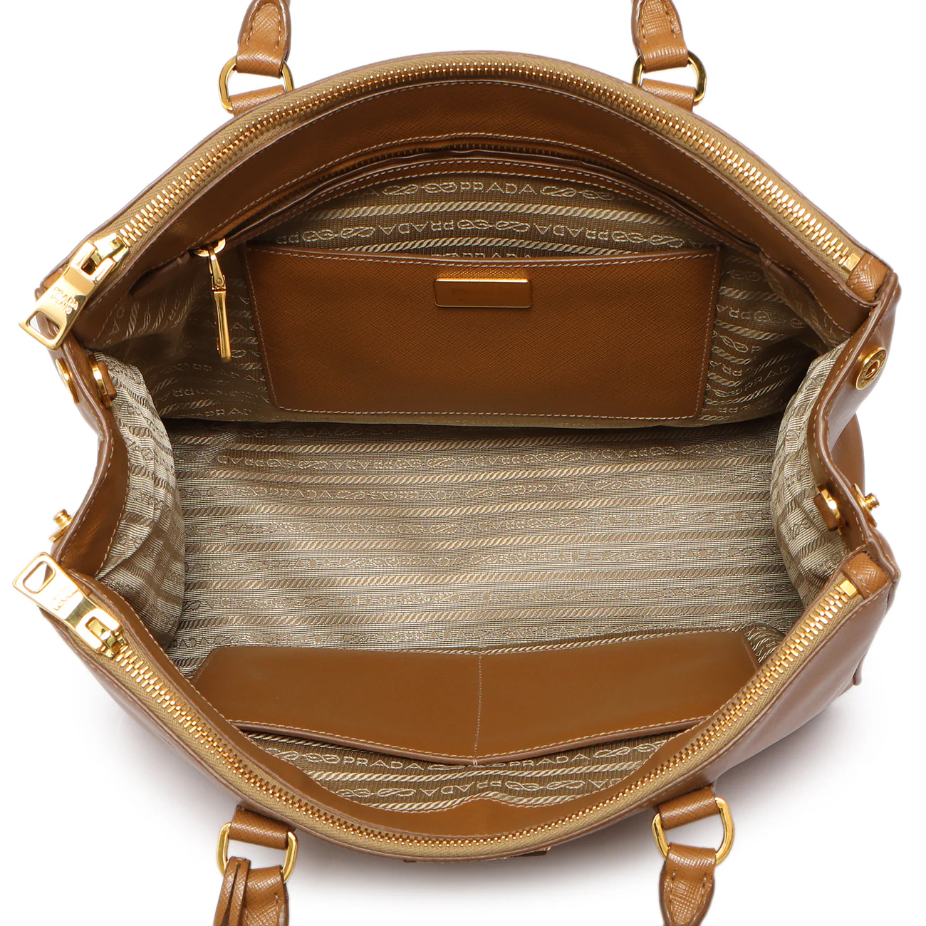 Prada Caramel Saffiano Medium Galleria Double Zip Tote - Image 8