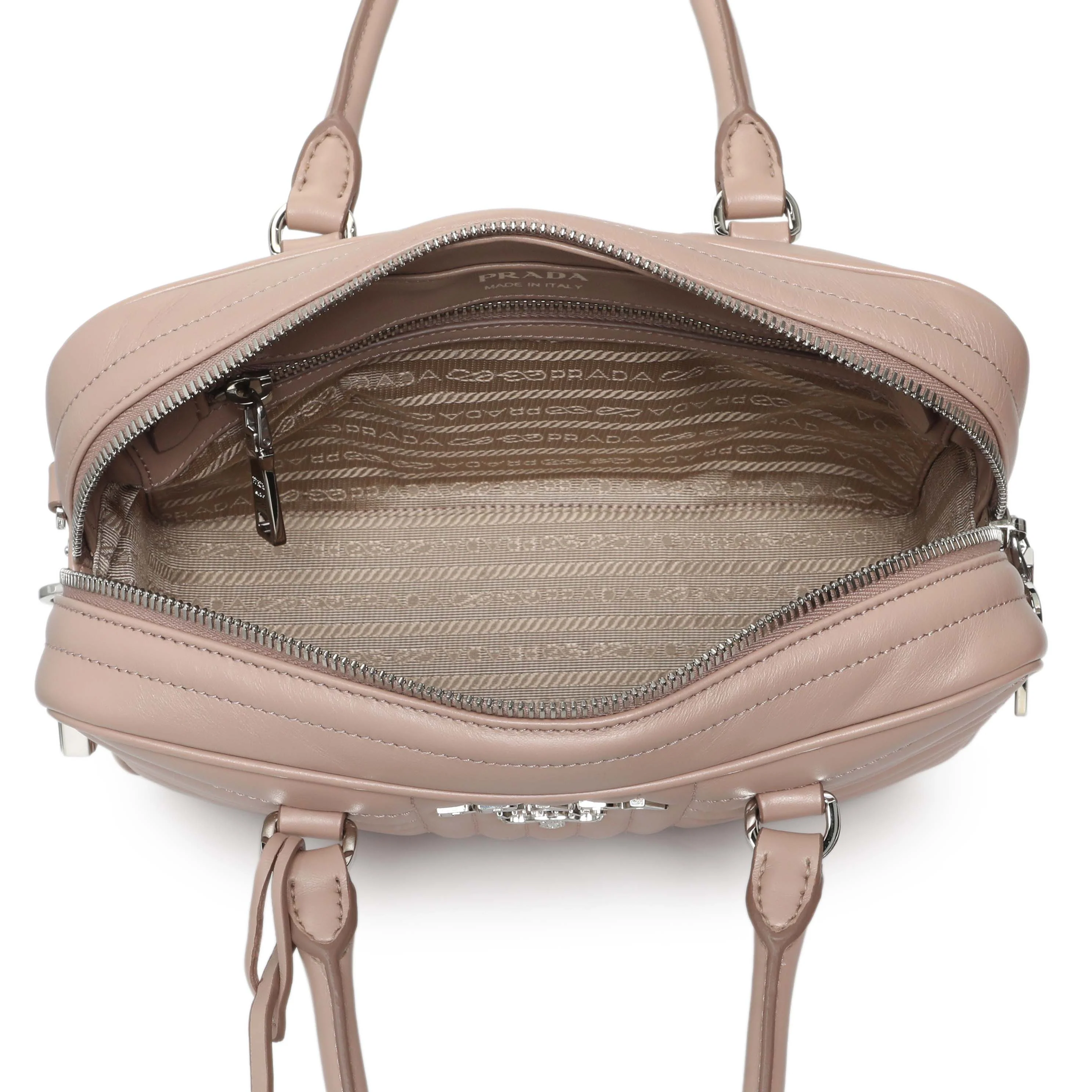Prada Cipria Soft Calfskin Impunture Diagramme Top Handle Crossbody Bag - Image 4