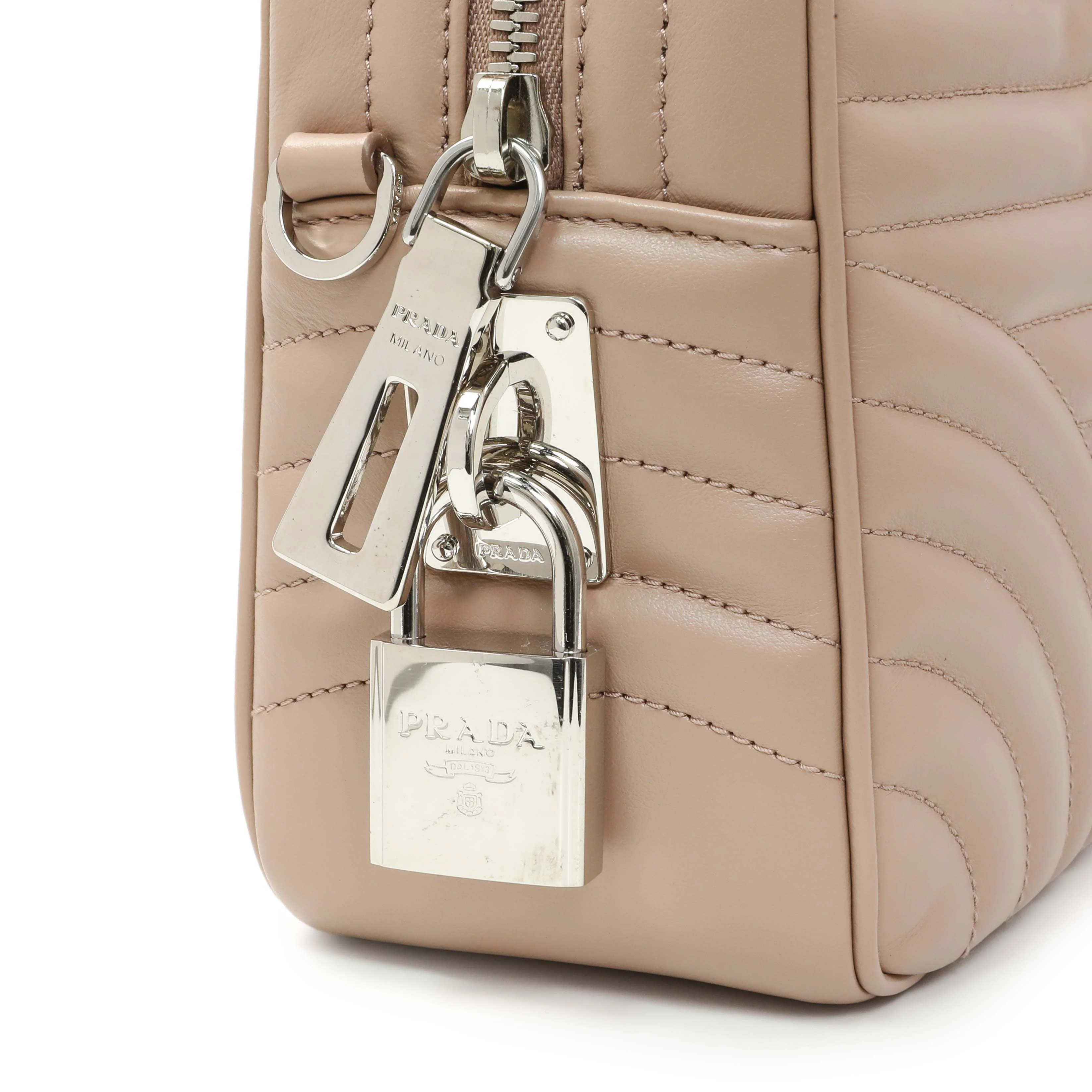 Prada Cipria Soft Calfskin Impunture Diagramme Top Handle Crossbody Bag - Image 6