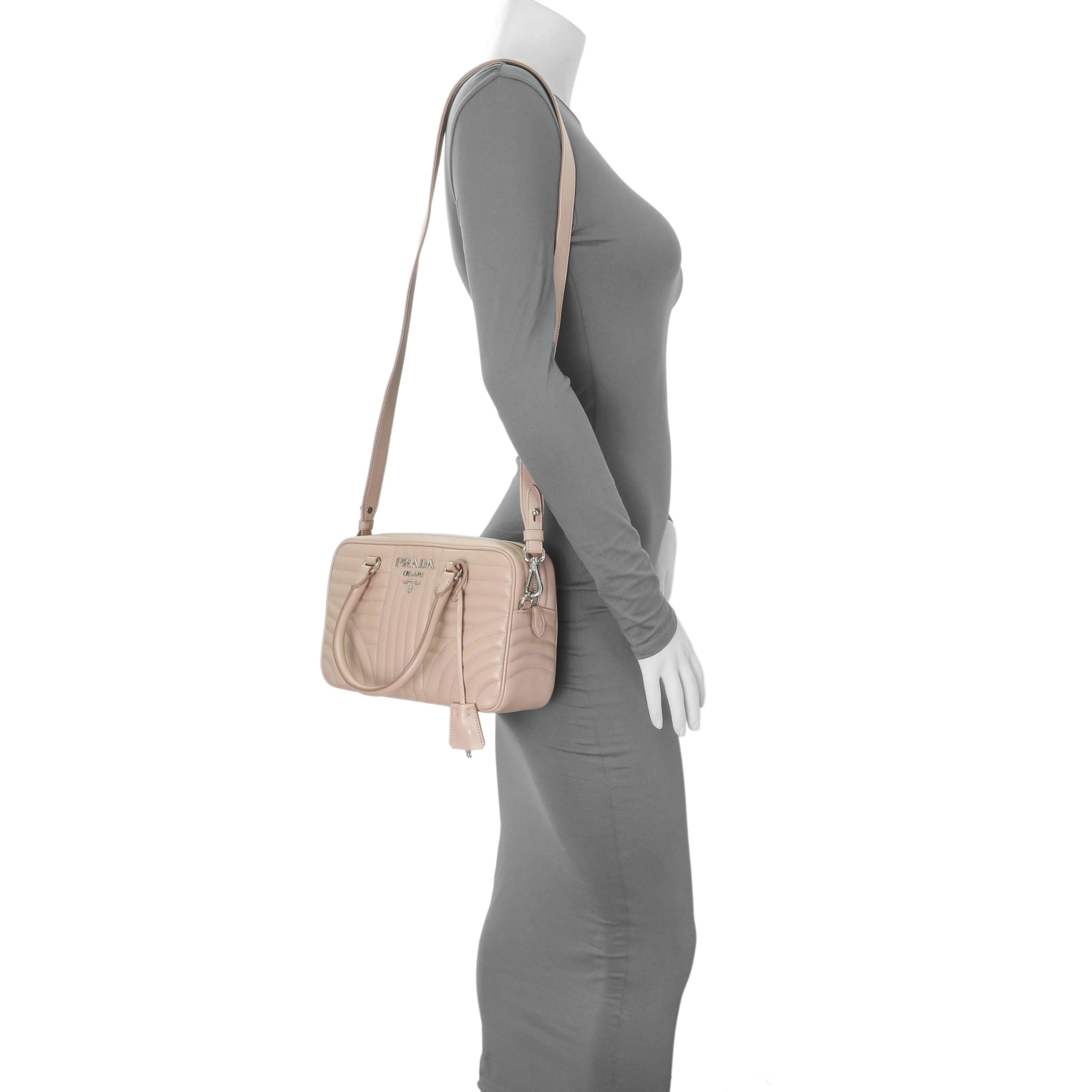Prada Cipria Soft Calfskin Impunture Diagramme Top Handle Crossbody Bag - Image 7