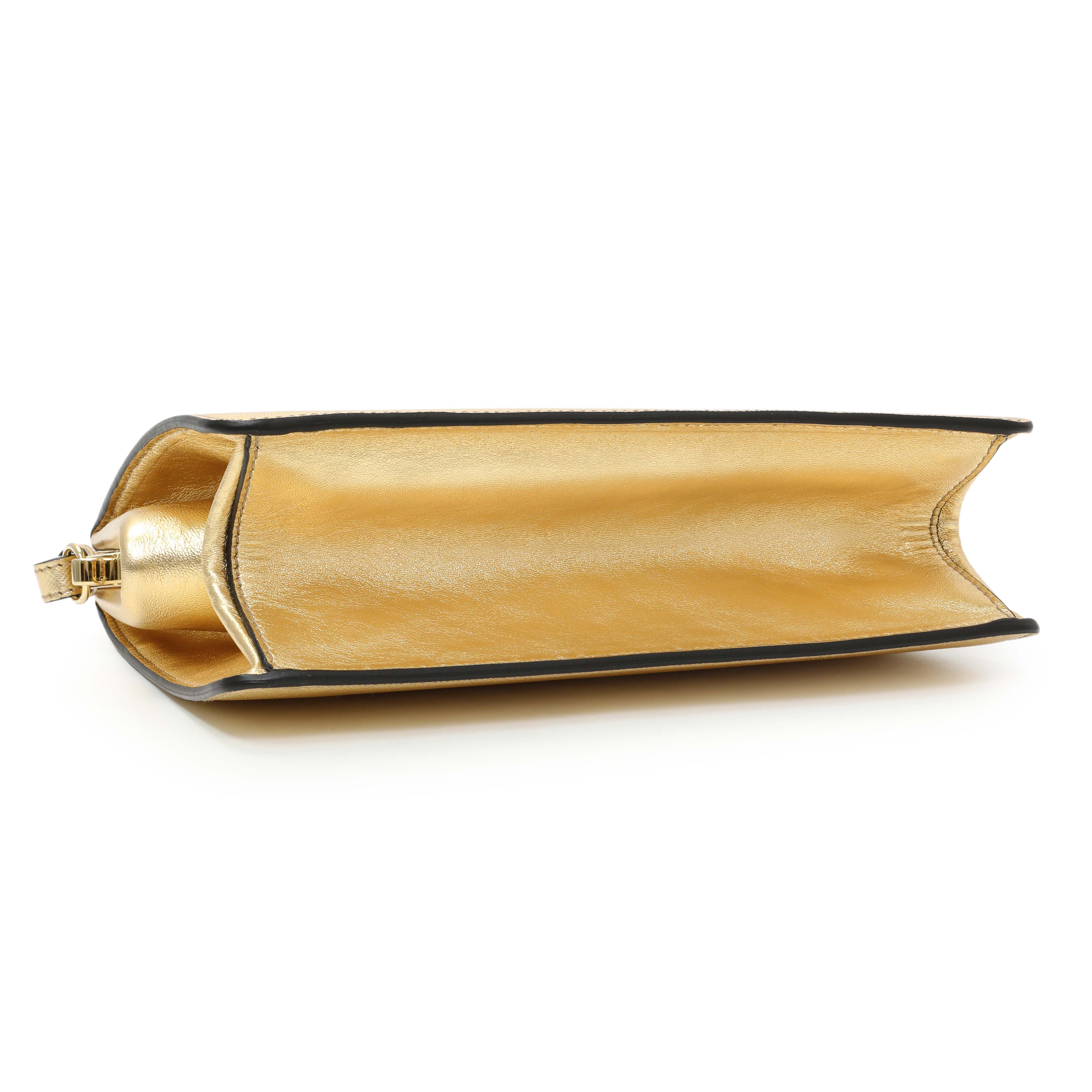 Prada Gold Saffiano Frame Shoulder Bag - Image 3