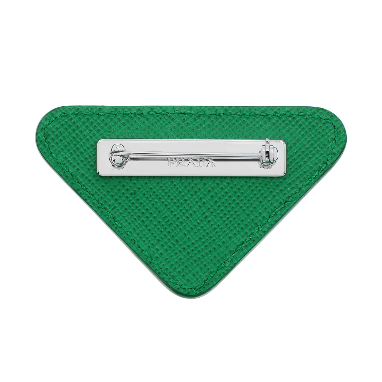 Prada Green Saffiano Logo Brooch - Image 2