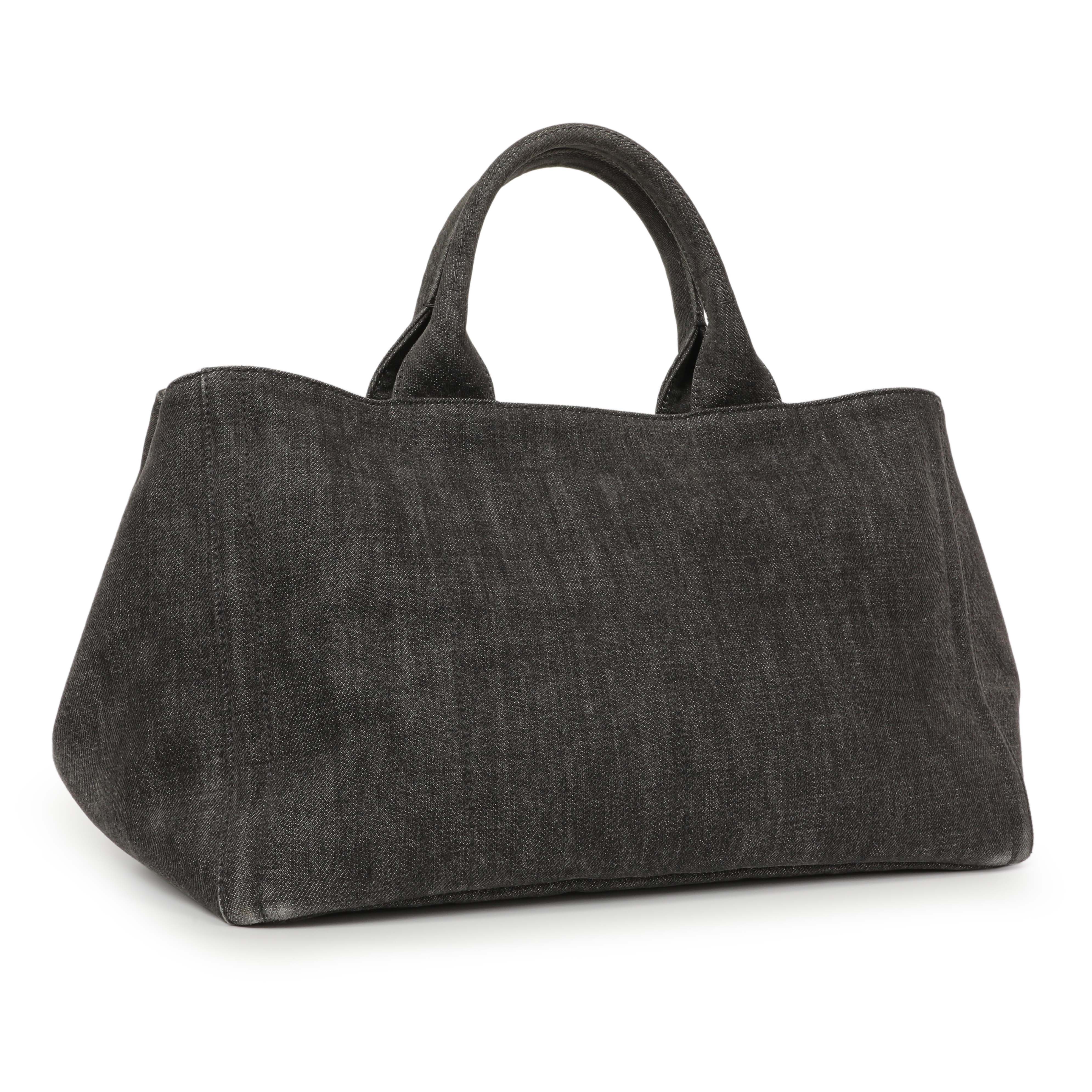 Prada Grey Canapa Crystal Studded Tote - Image 2