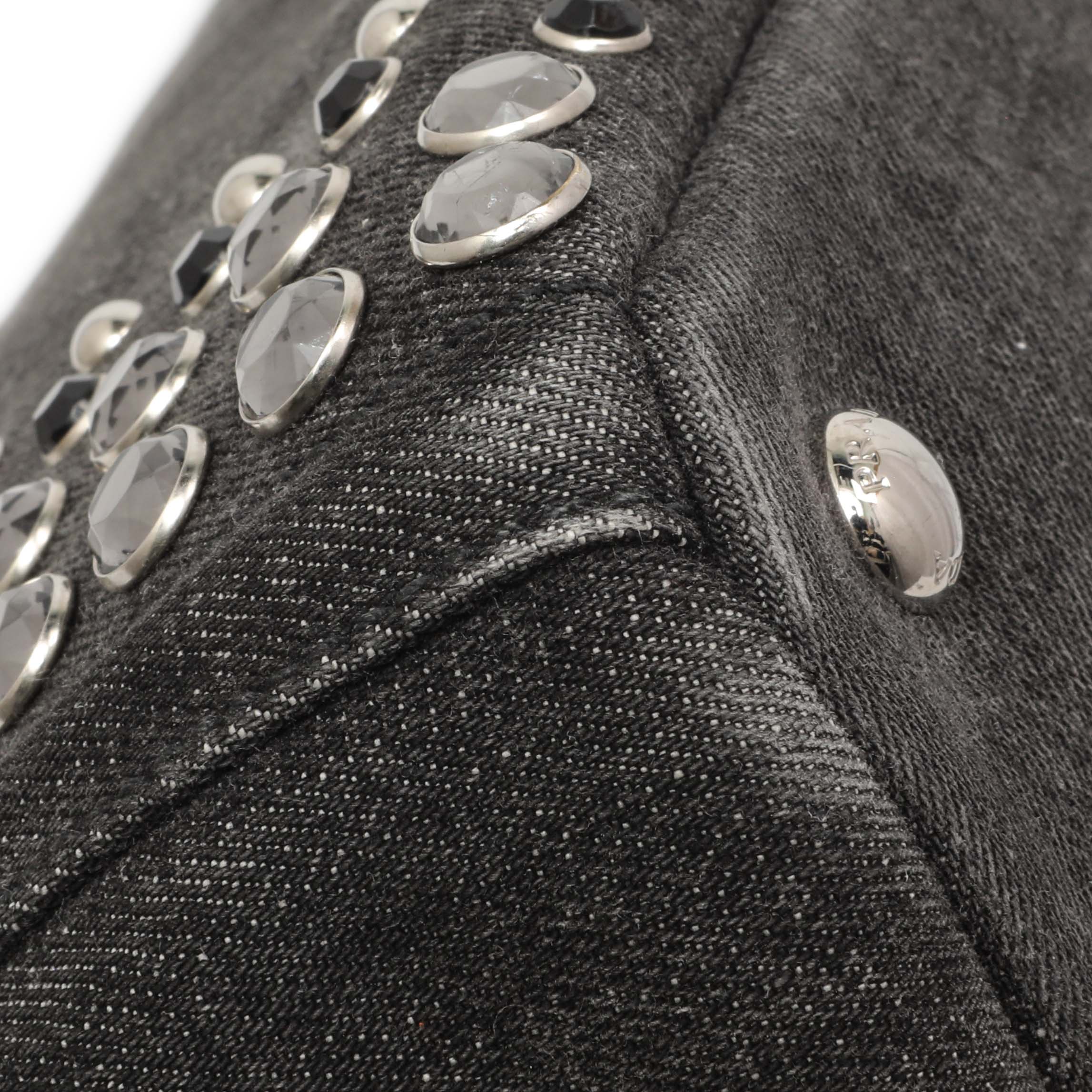 Prada Grey Canapa Crystal Studded Tote - Image 4