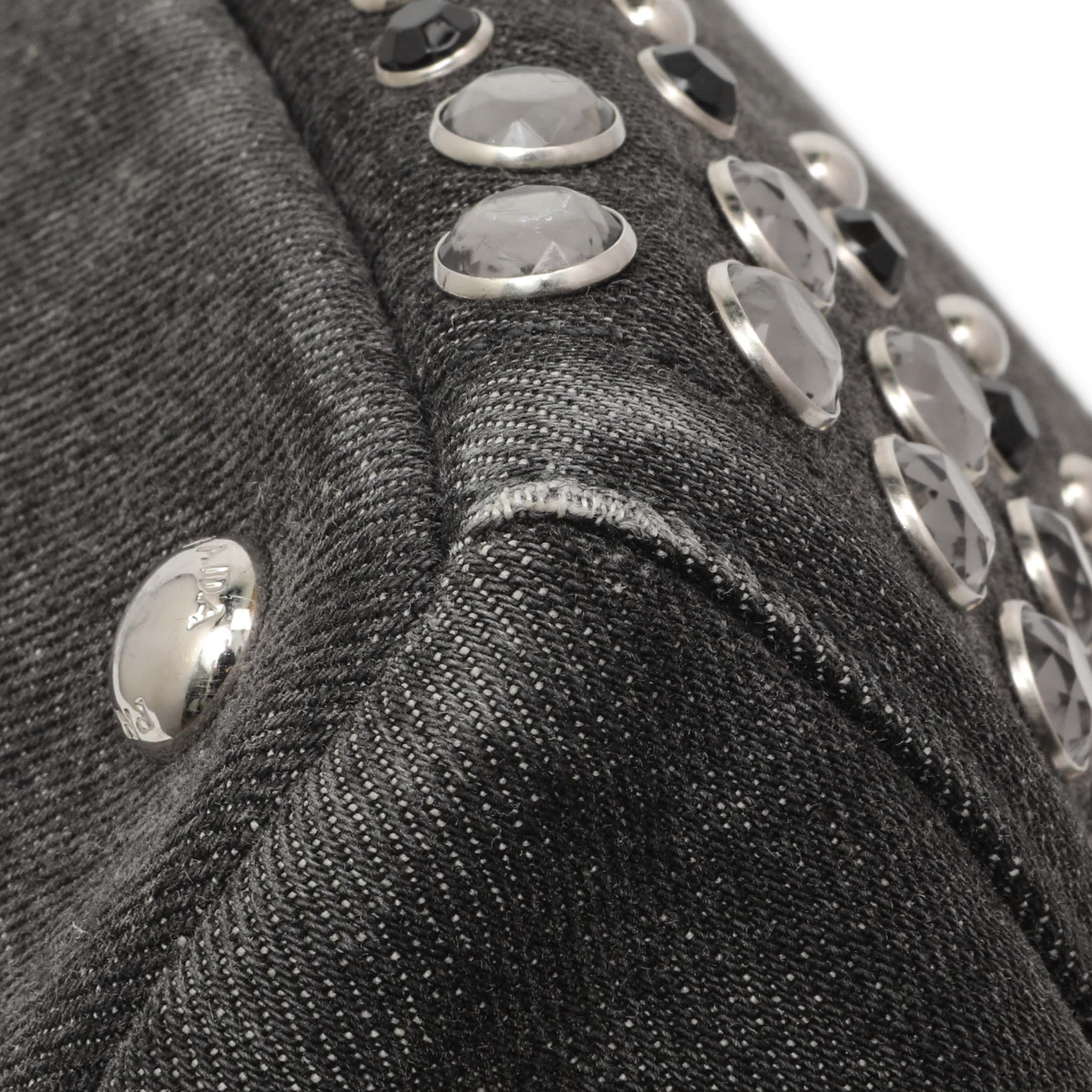 Prada Grey Canapa Crystal Studded Tote - Image 5