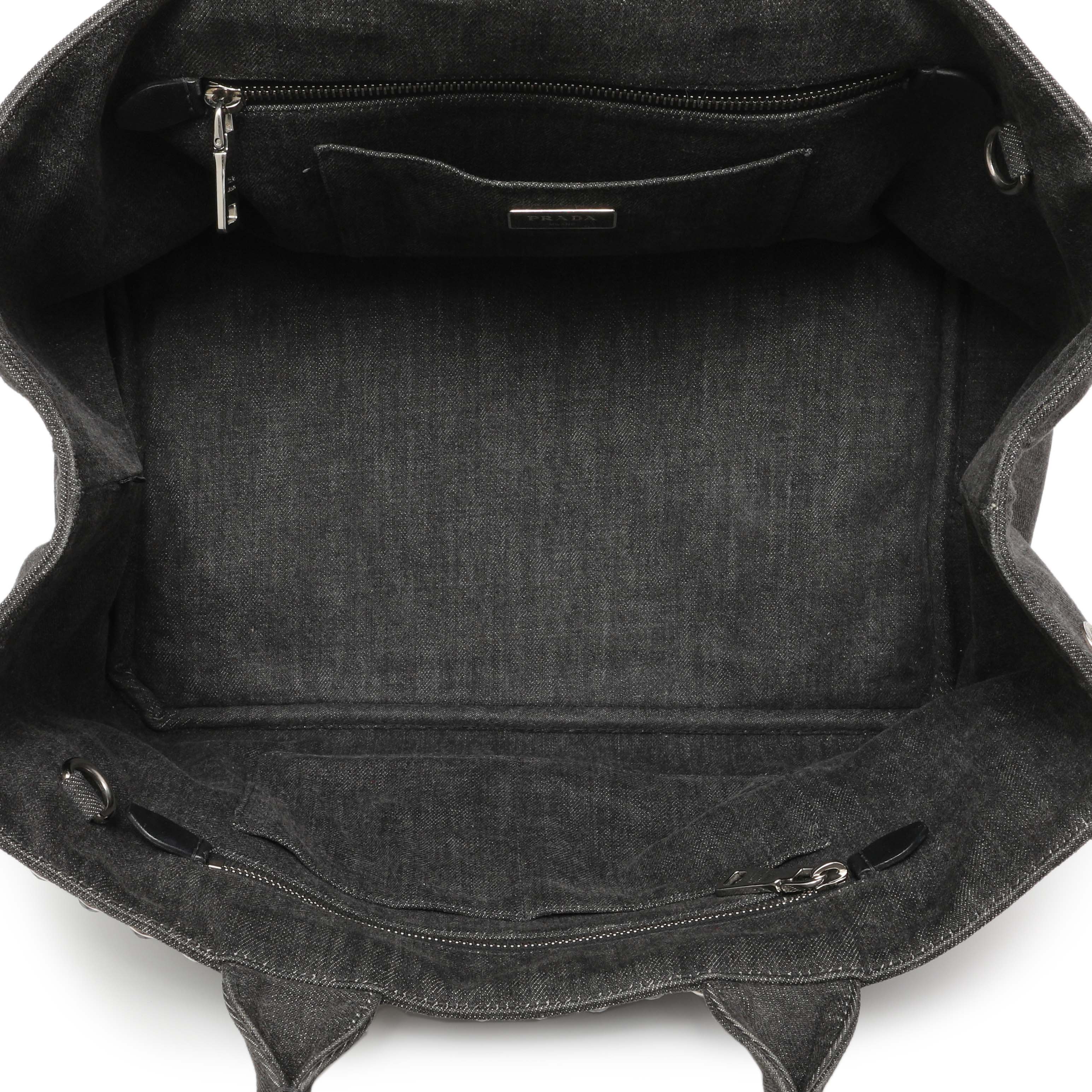 Prada Grey Canapa Crystal Studded Tote - Image 8