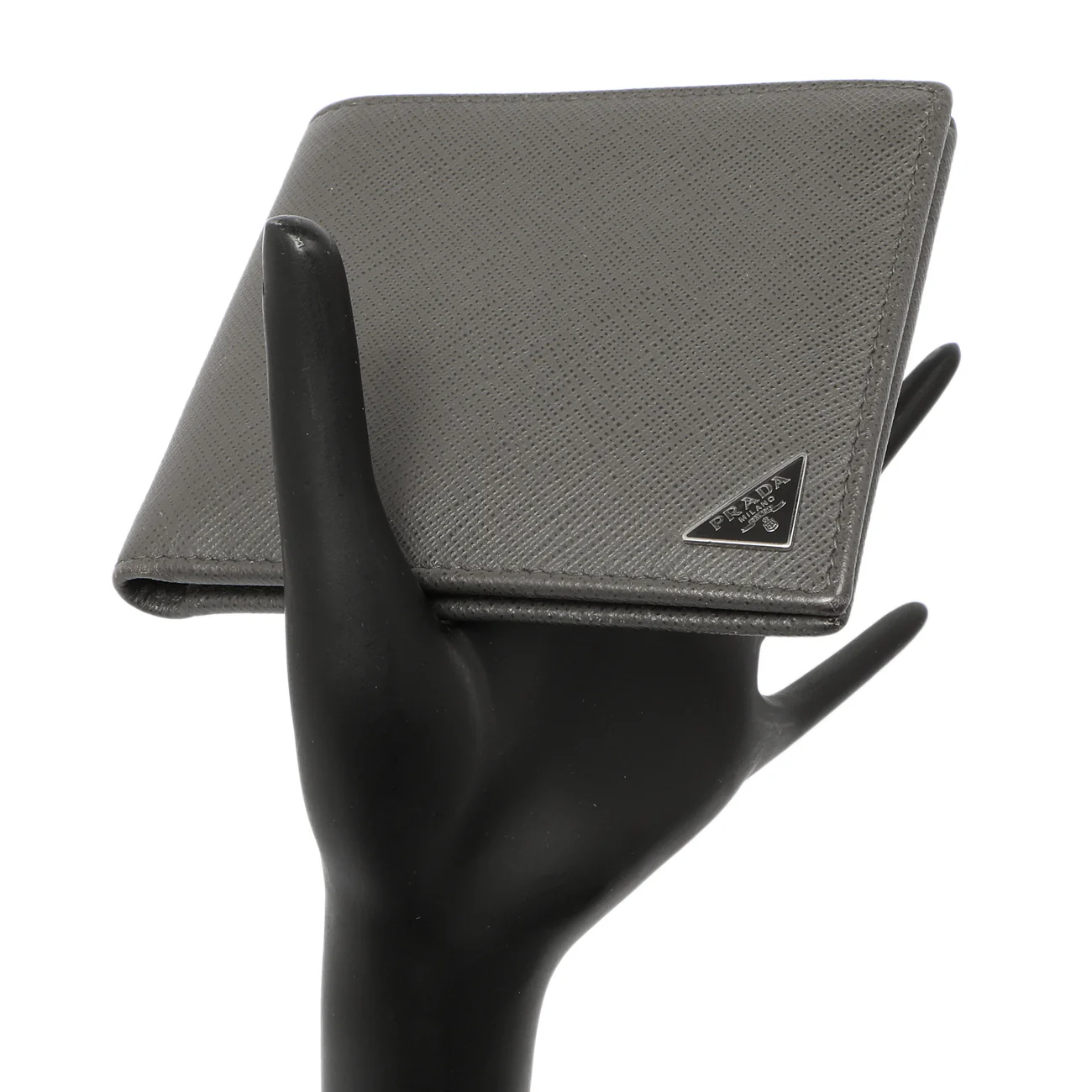 Prada Grey Saffiano Bifold Wallet - Image 11