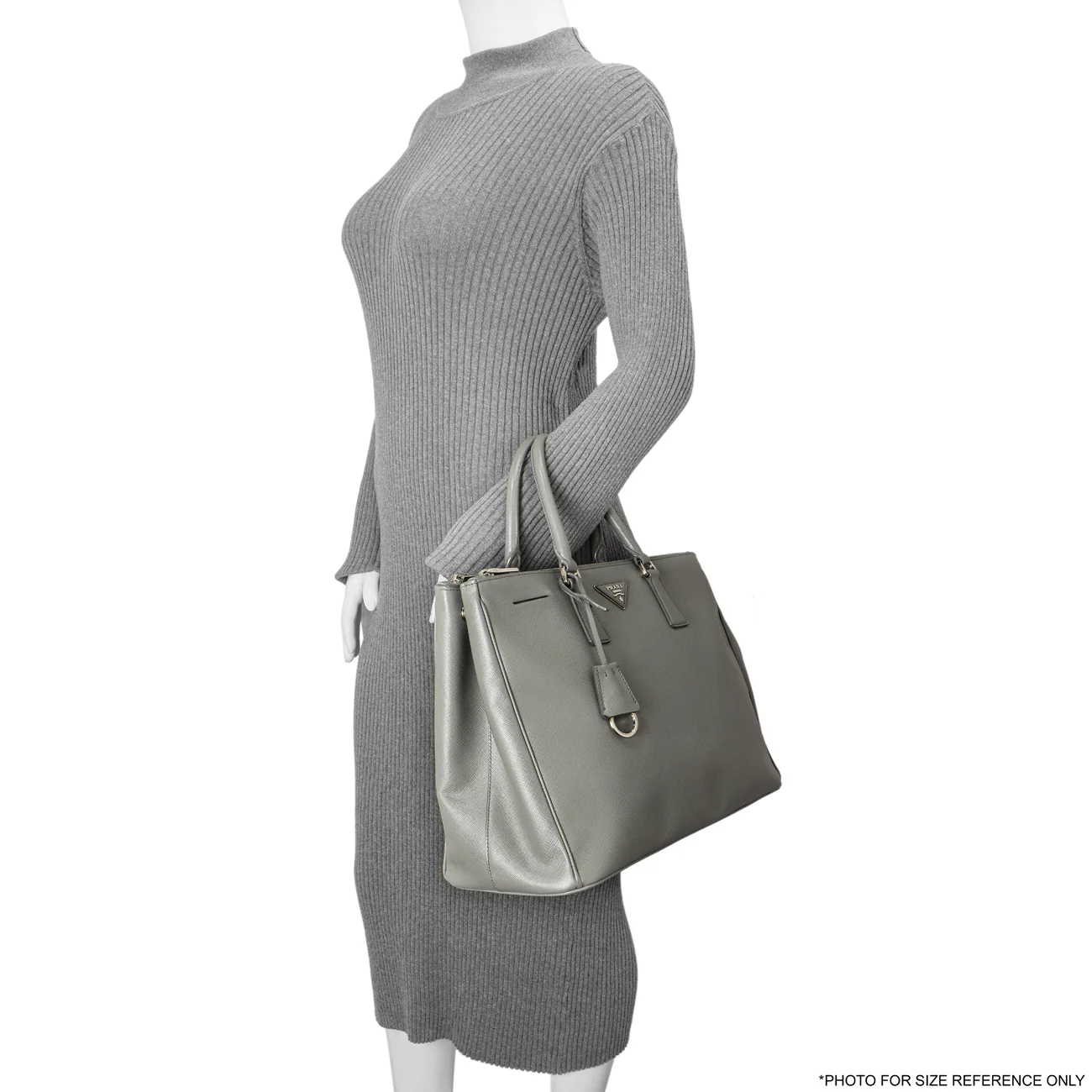 Prada Grey Saffiano Large Galleria Double Zip Tote - Image 11