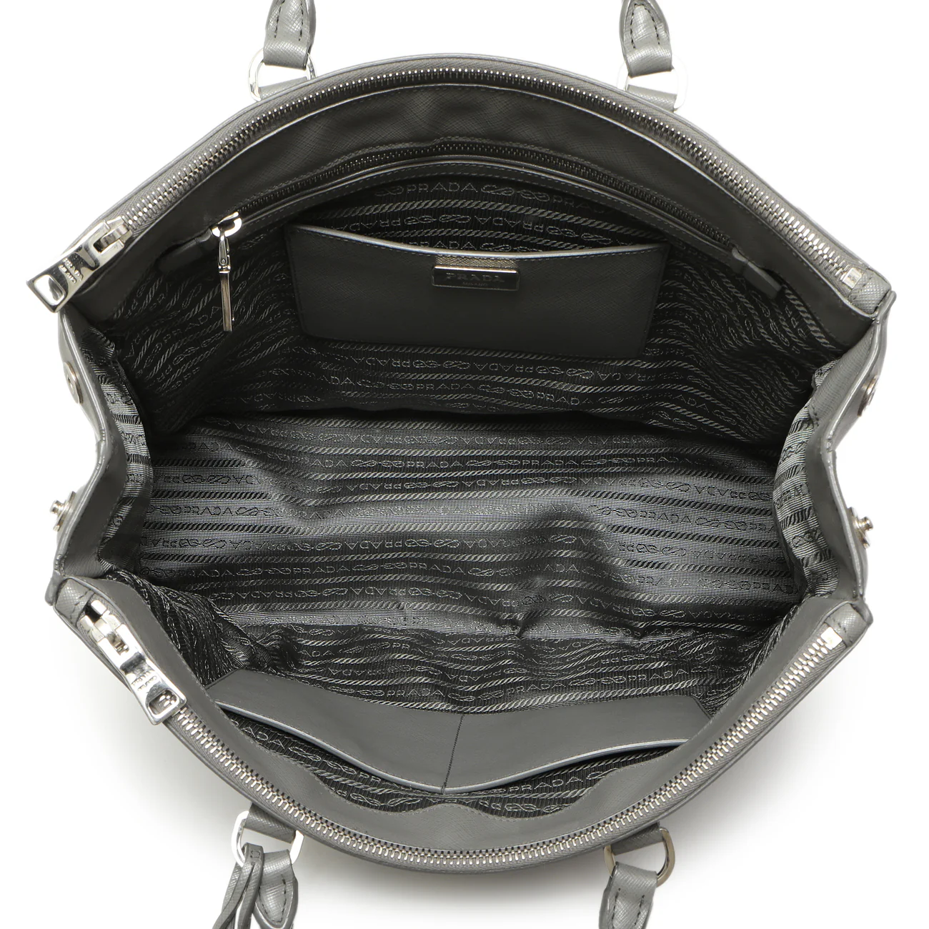 Prada Grey Saffiano Large Galleria Double Zip Tote - Image 8