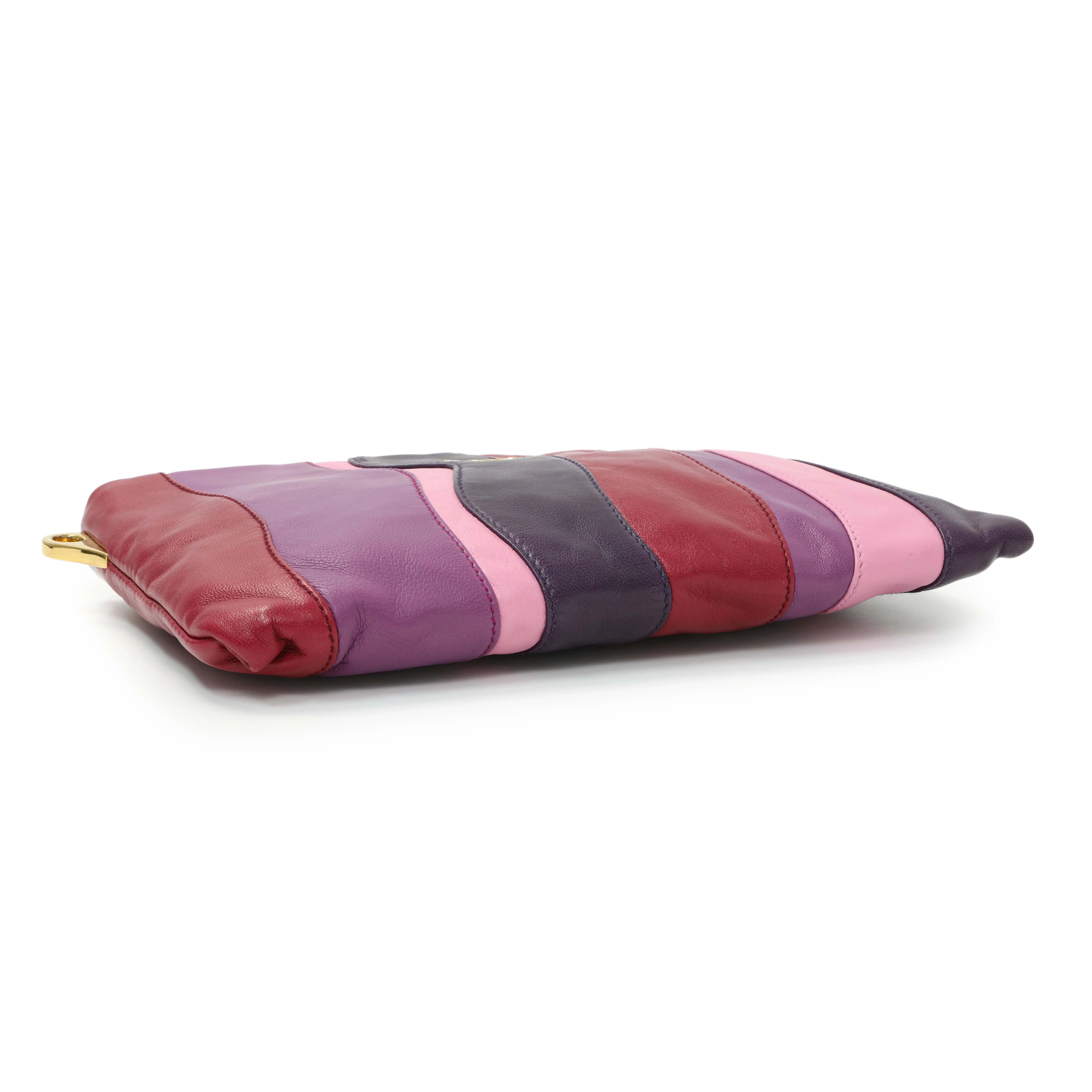 Prada Multicolor Nappa Stripes Clutch - Image 3