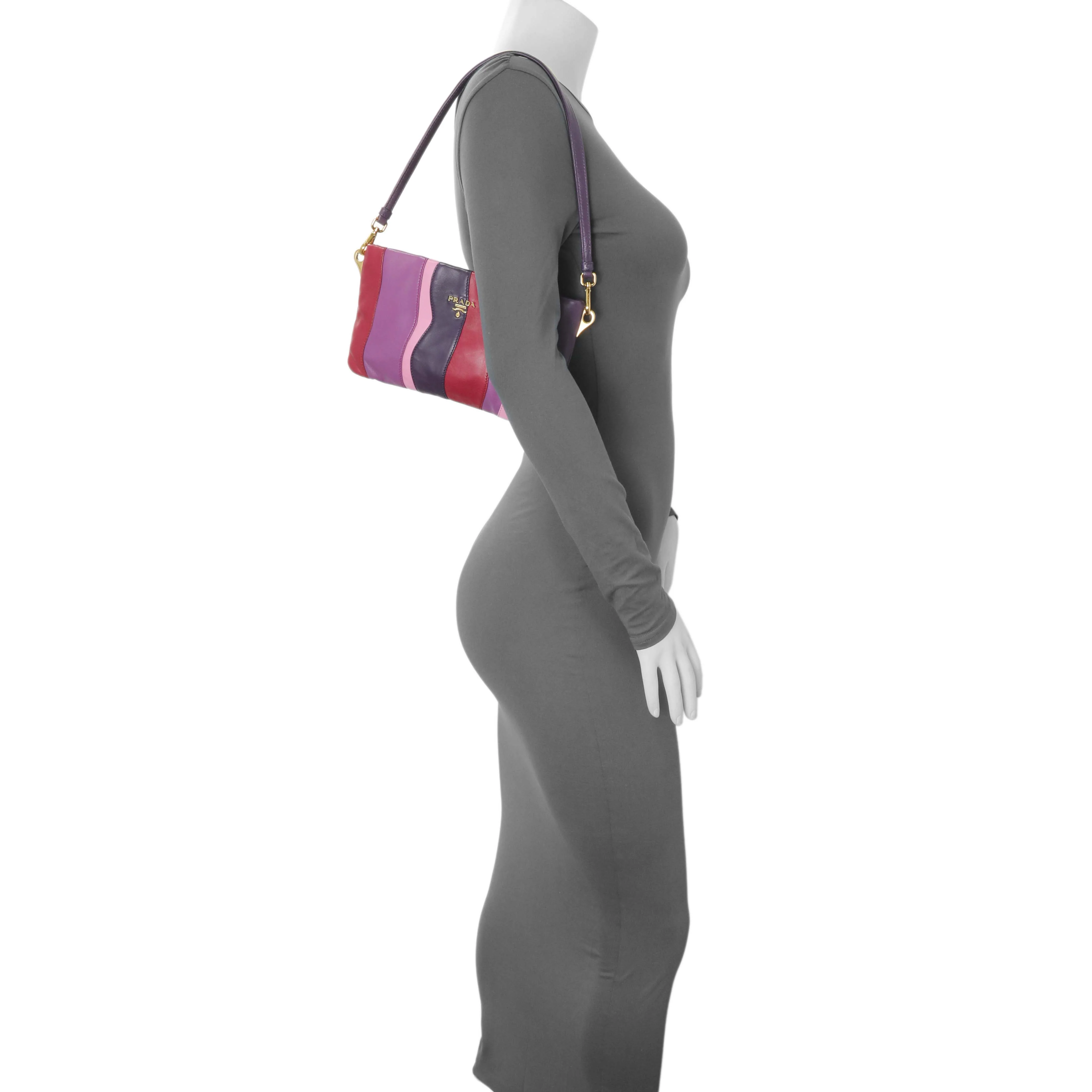 Prada Multicolor Nappa Stripes Clutch - Image 9