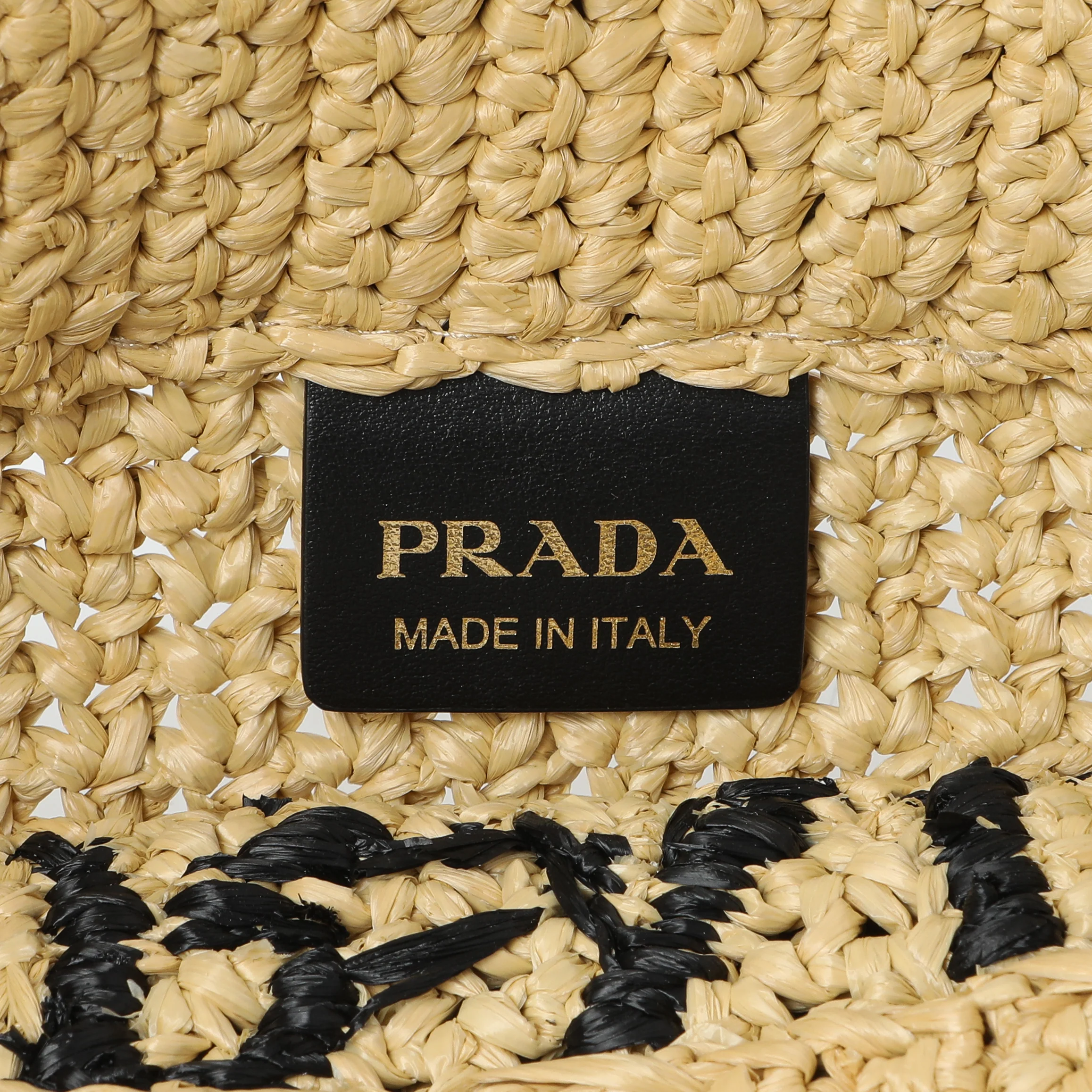 Prada Natural Yarn Raffia Effect Crochet Small Logo Tote - Image 5