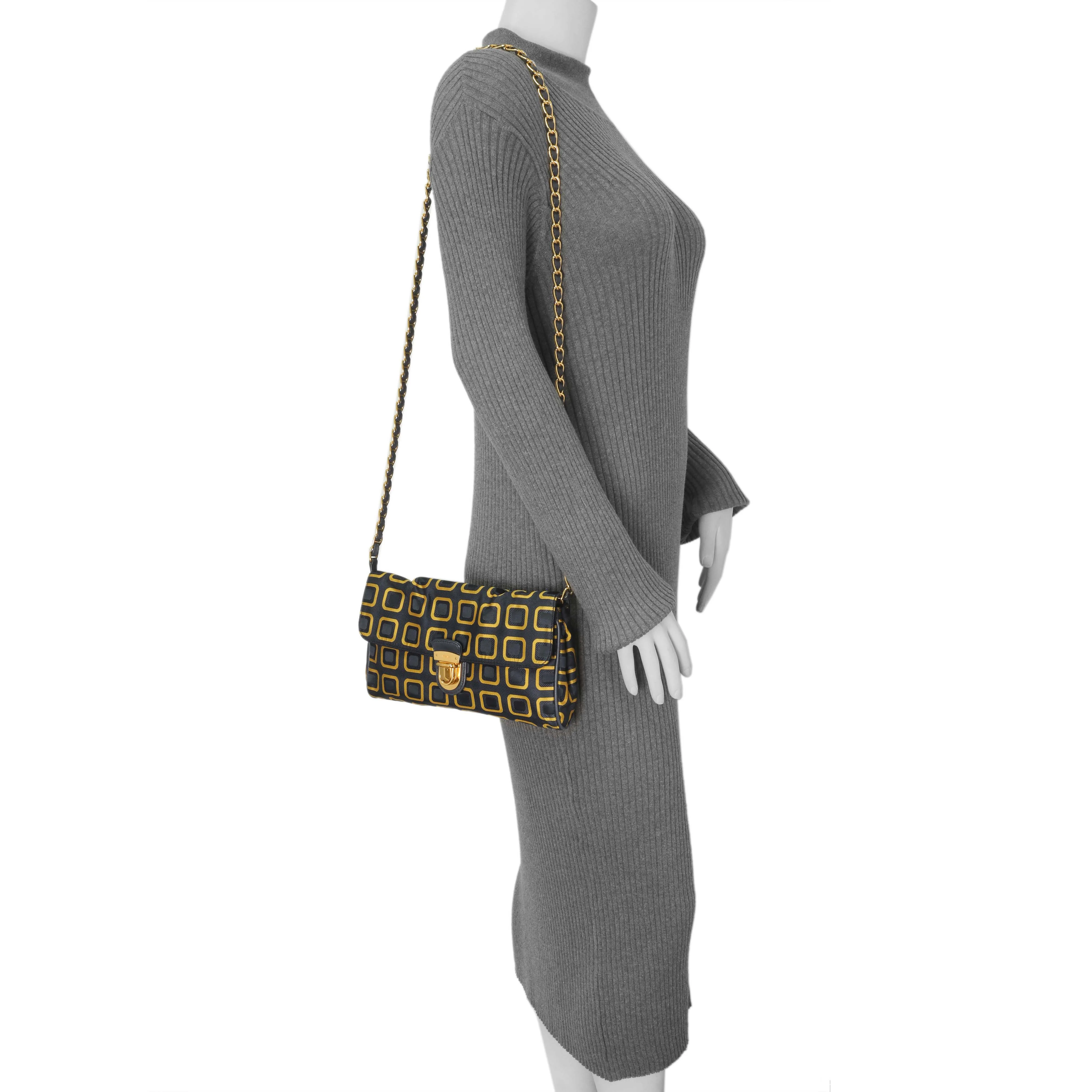 Prada Nylon Printed Holliday & Brown Flap Bag - Image 10