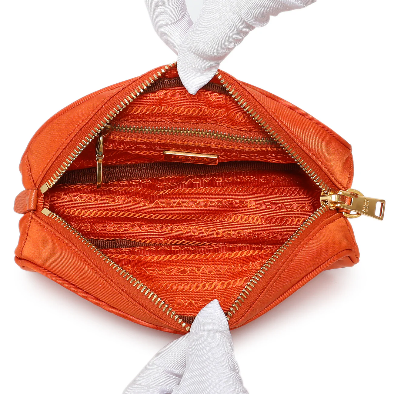 Prada Papaya Tessuto Nylon Wristlet Pouch - Image 4