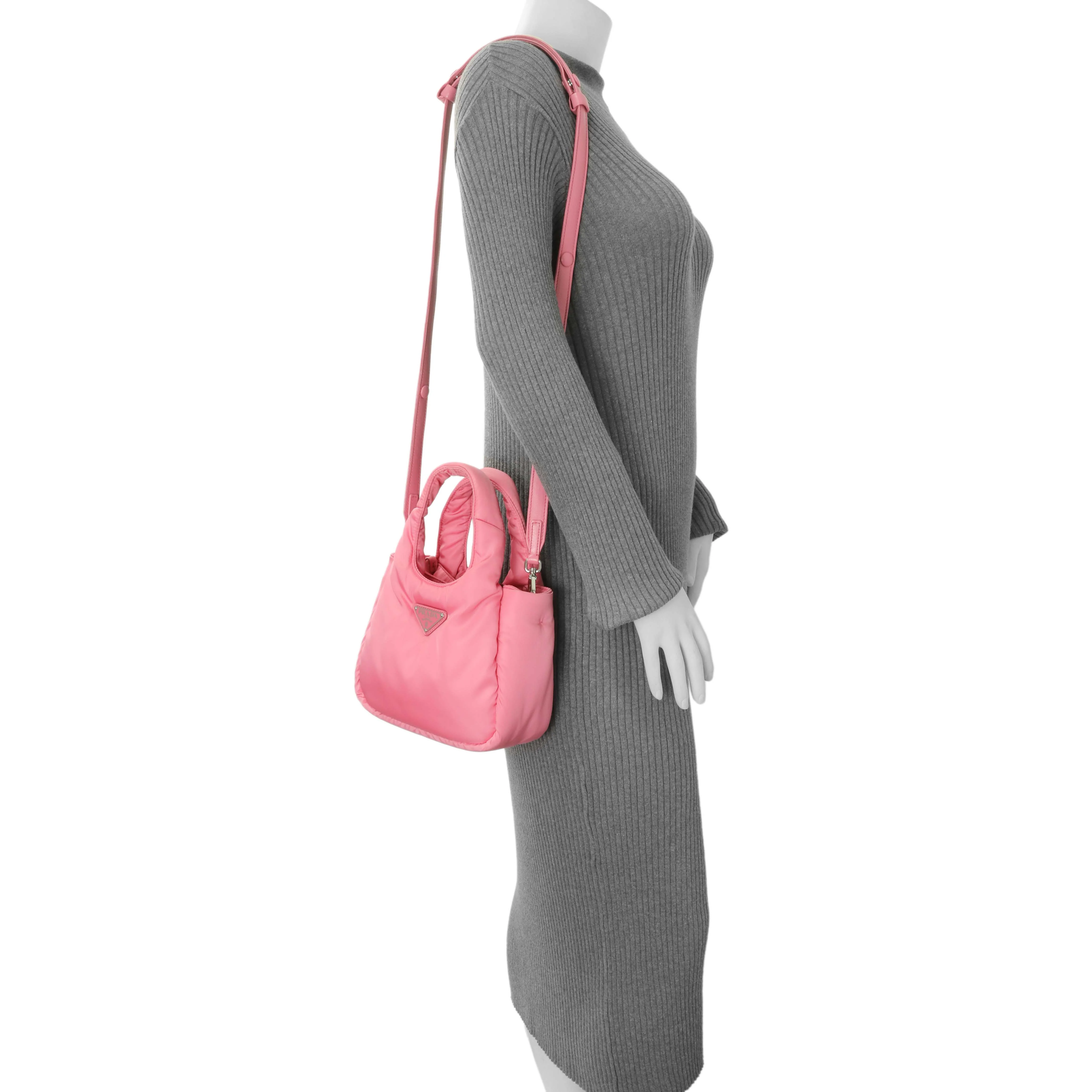 Prada Pink Re-Nylon Mini Padded Soft Tote - Image 7