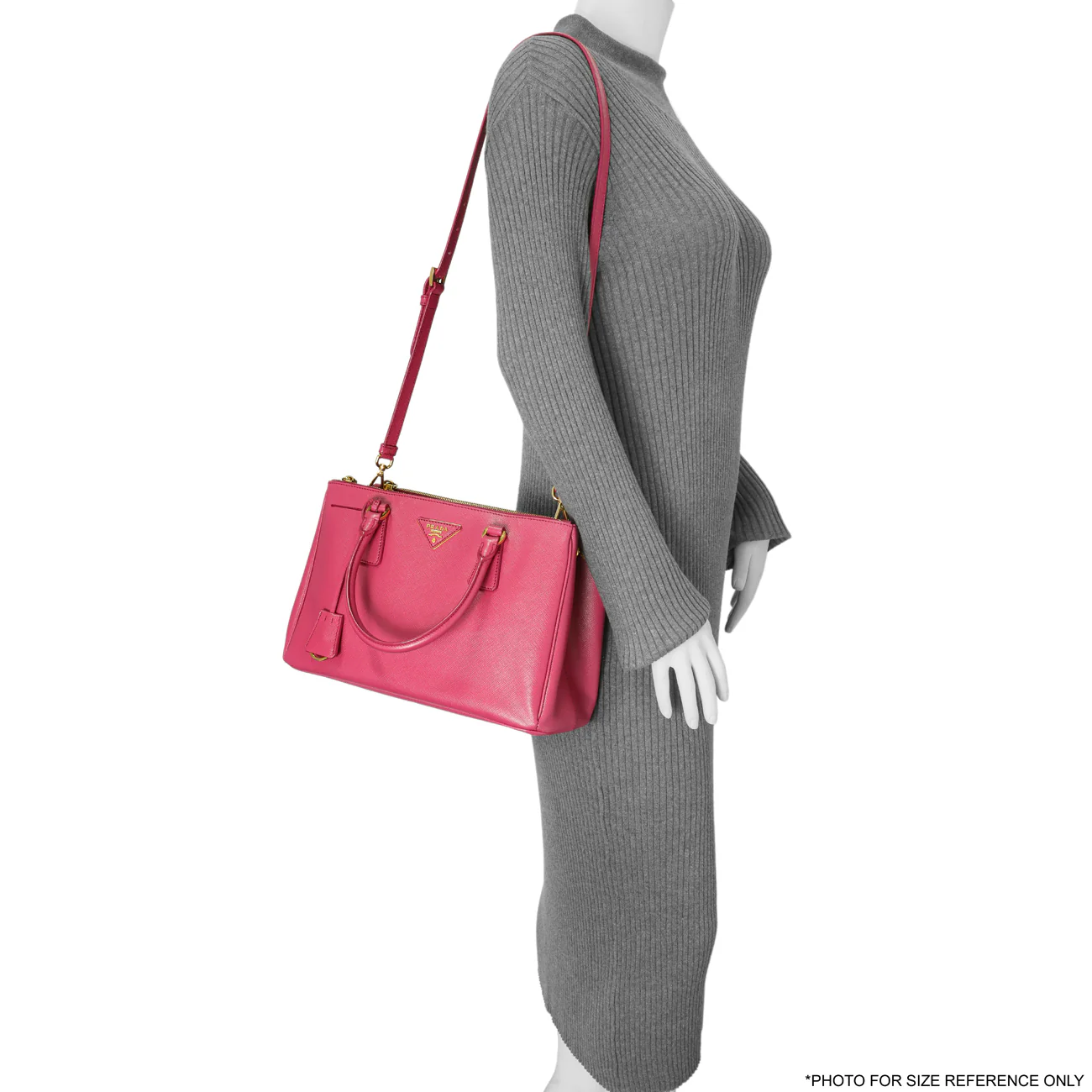 Prada Pink Saffiano Small Galleria Double Zip Tote - Image 11