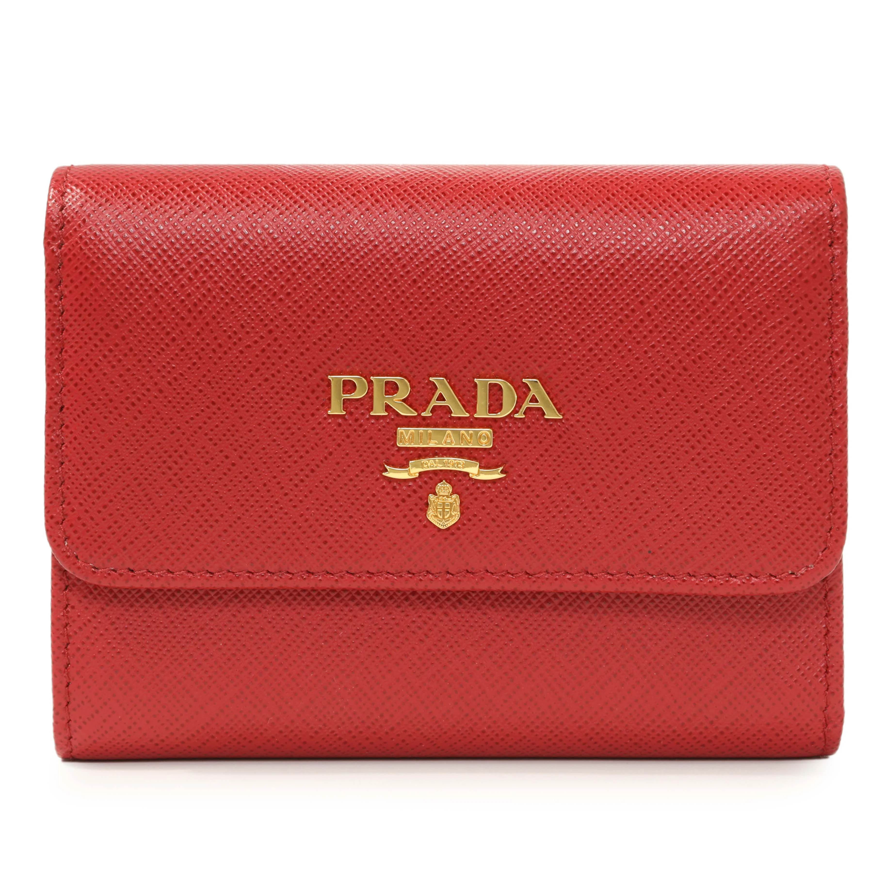 Prada Red Saffiano Compact Wallet