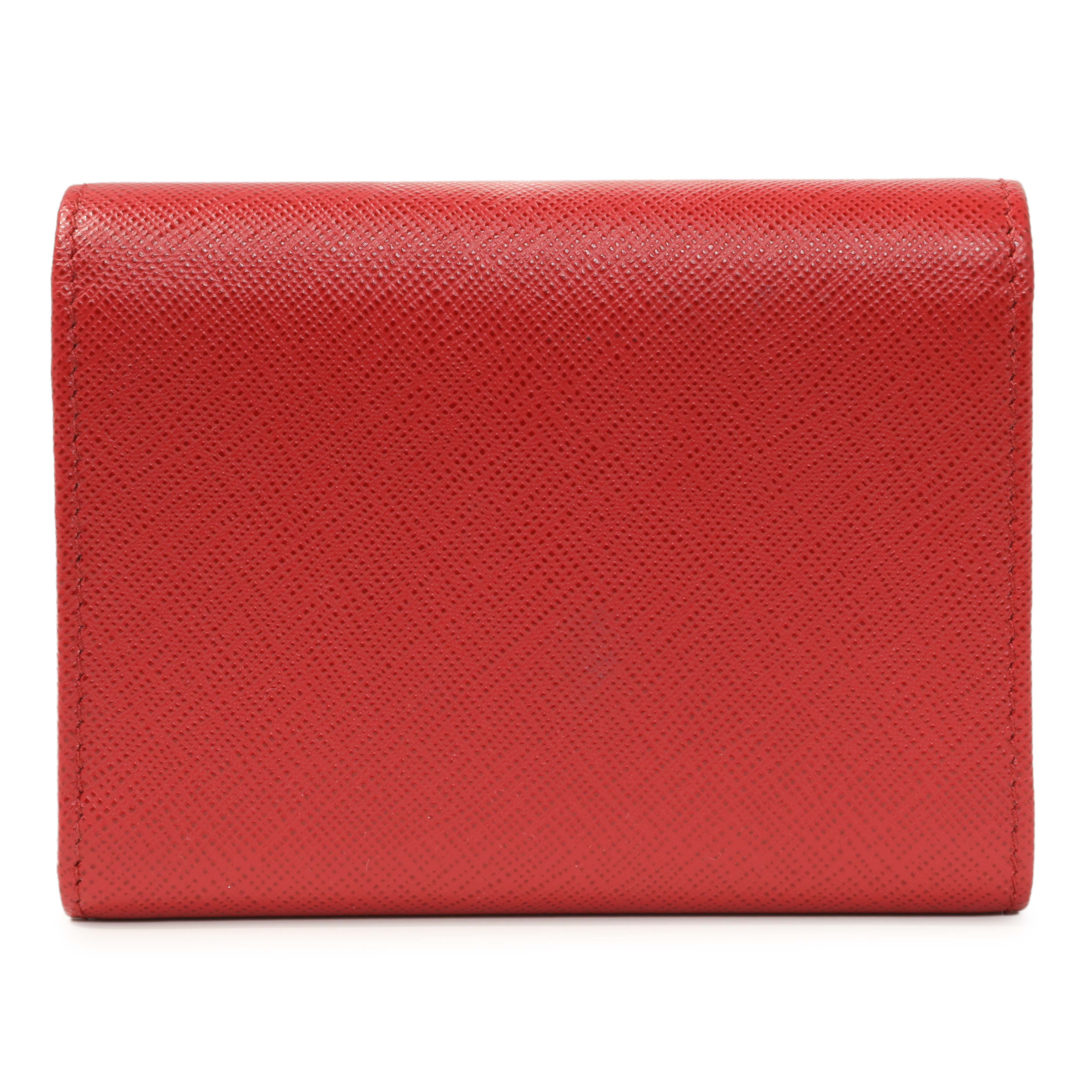 Prada Red Saffiano Compact Wallet - Image 2