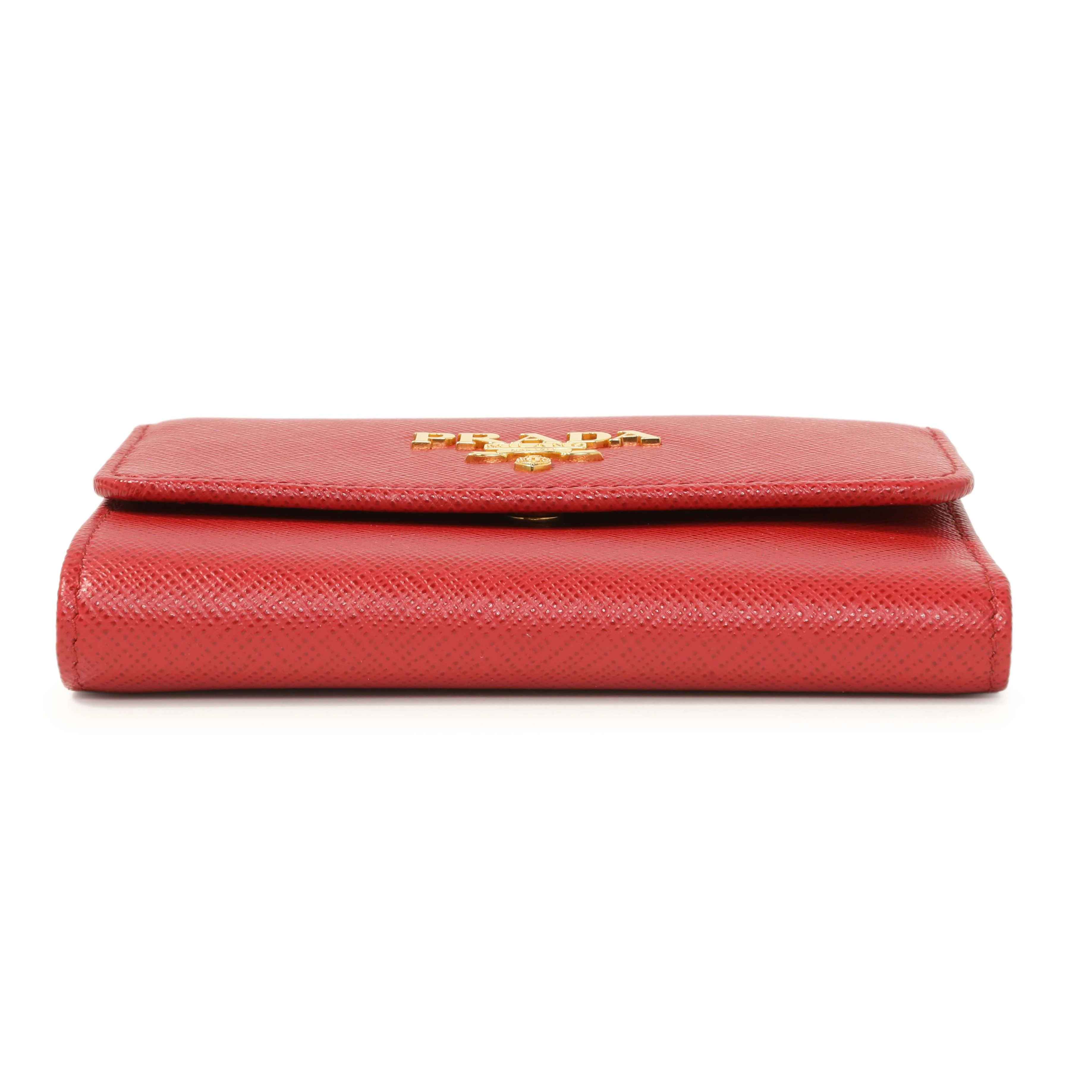 Prada Red Saffiano Compact Wallet - Image 3