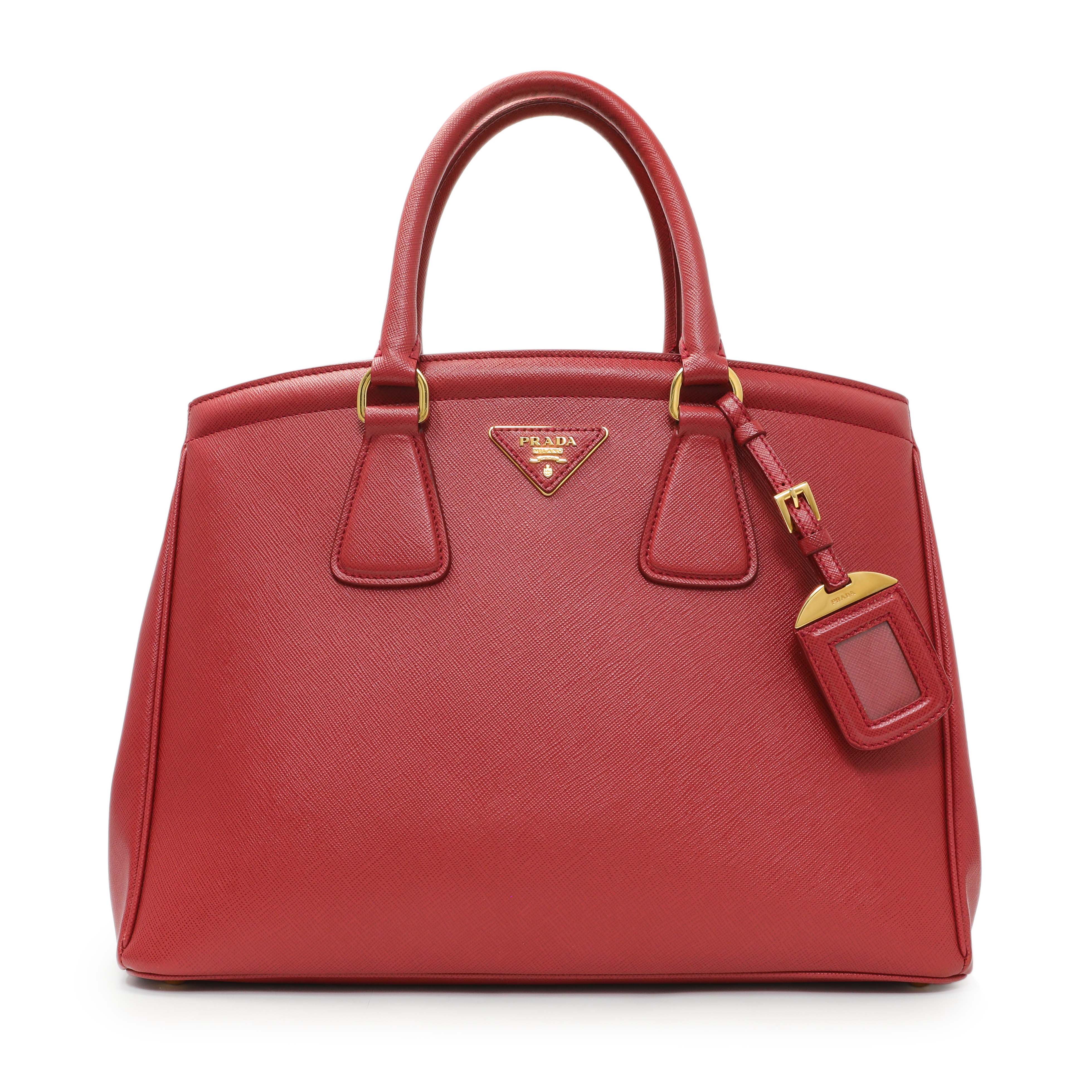 Prada Red Saffiano Lux Parabole Tote