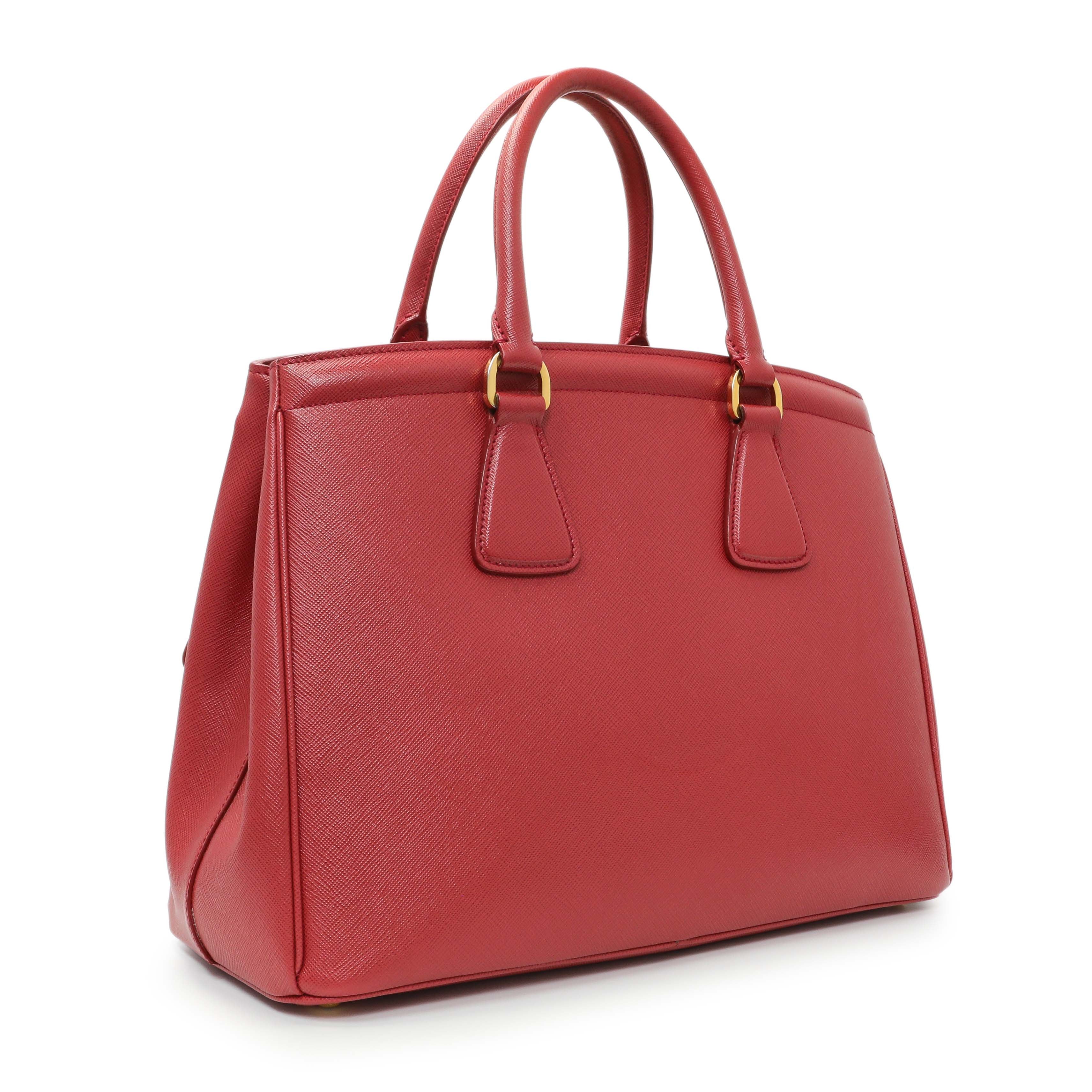 Prada Red Saffiano Lux Parabole Tote - Image 2