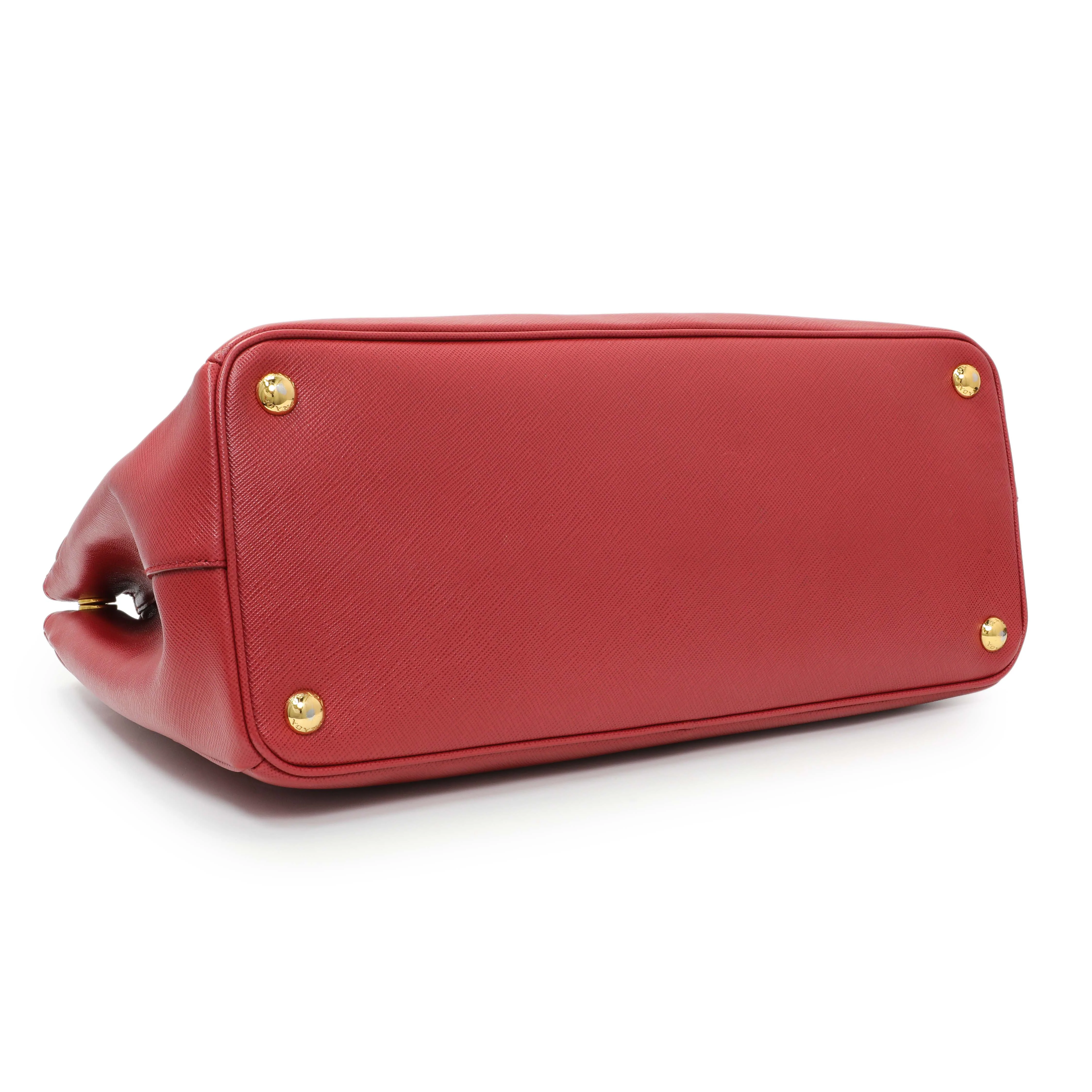 Prada Red Saffiano Lux Parabole Tote - Image 3