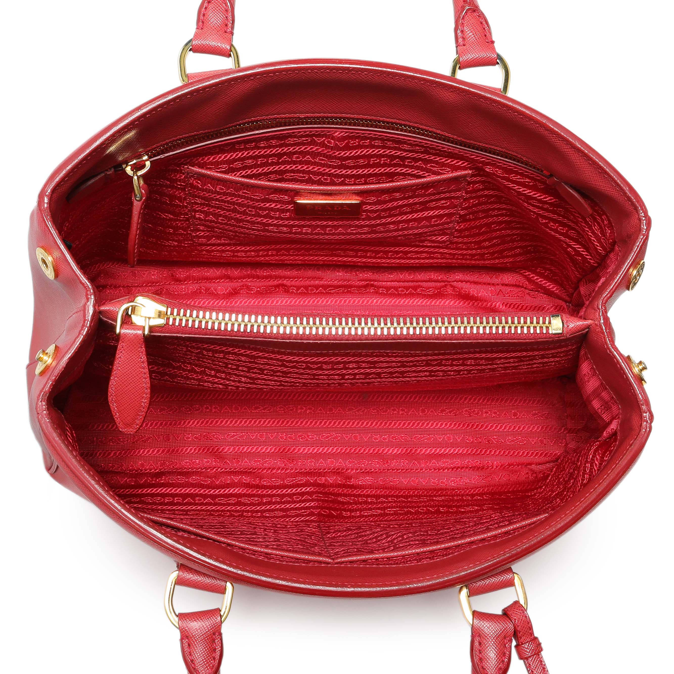 Prada Red Saffiano Lux Parabole Tote - Image 8