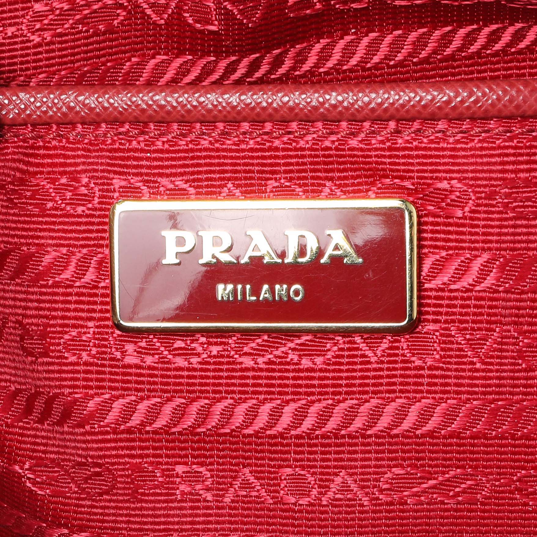 Prada Red Saffiano Lux Parabole Tote - Image 9
