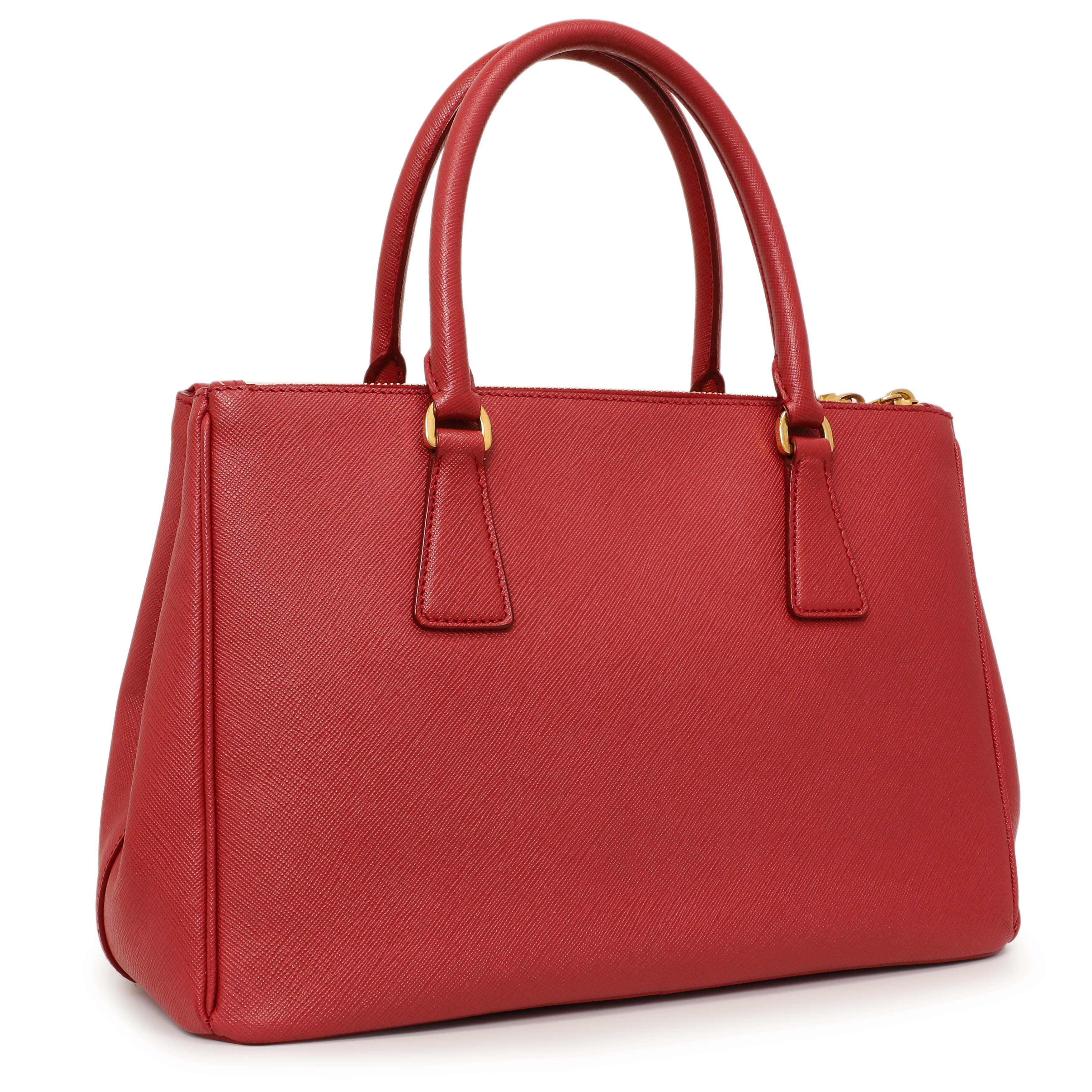 Prada Red Saffiano Small Galleria Double Zip Tote - Image 2