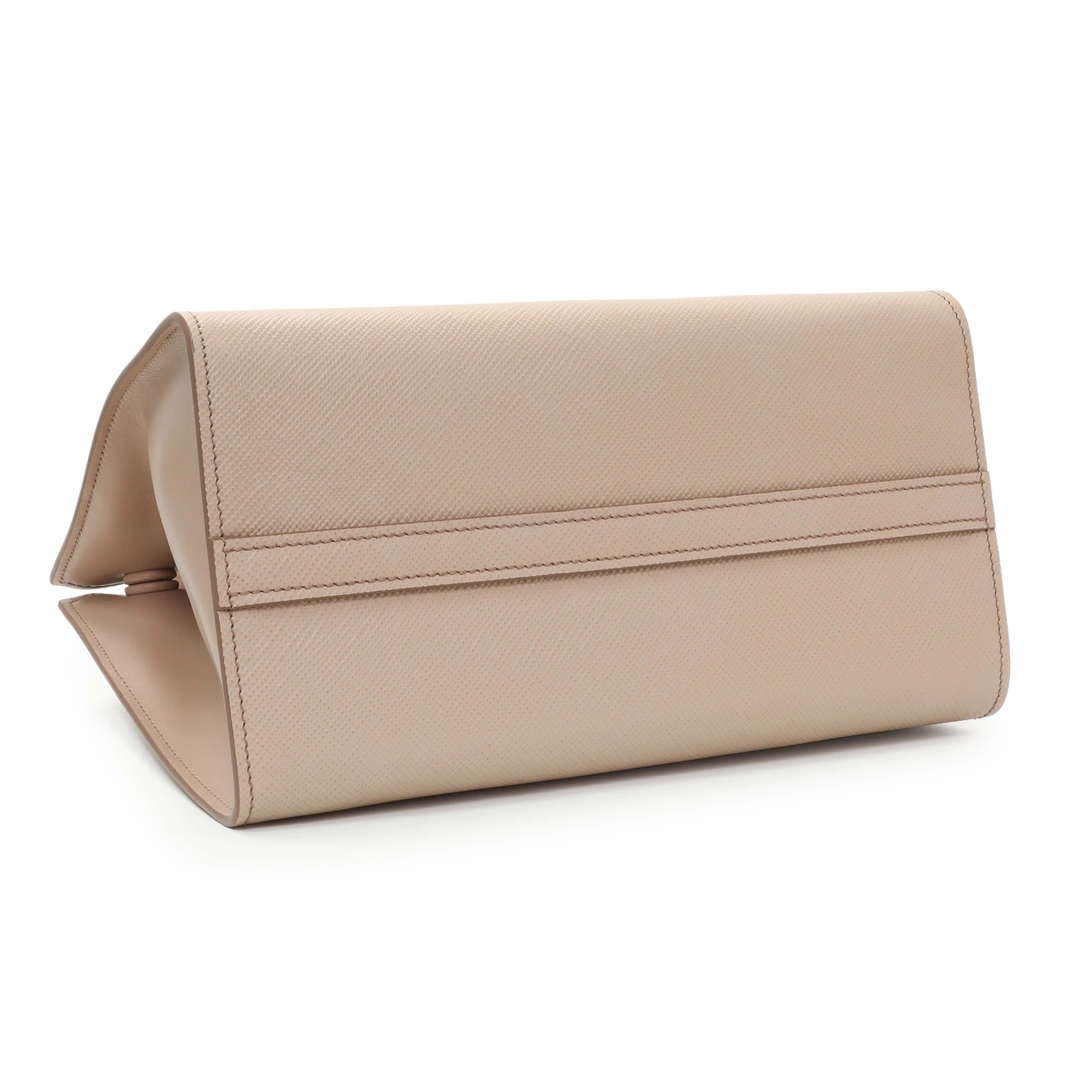 Prada Saffiano Cipria Cuir Calfskin Small Monochrome Top Handle Tote - Image 3
