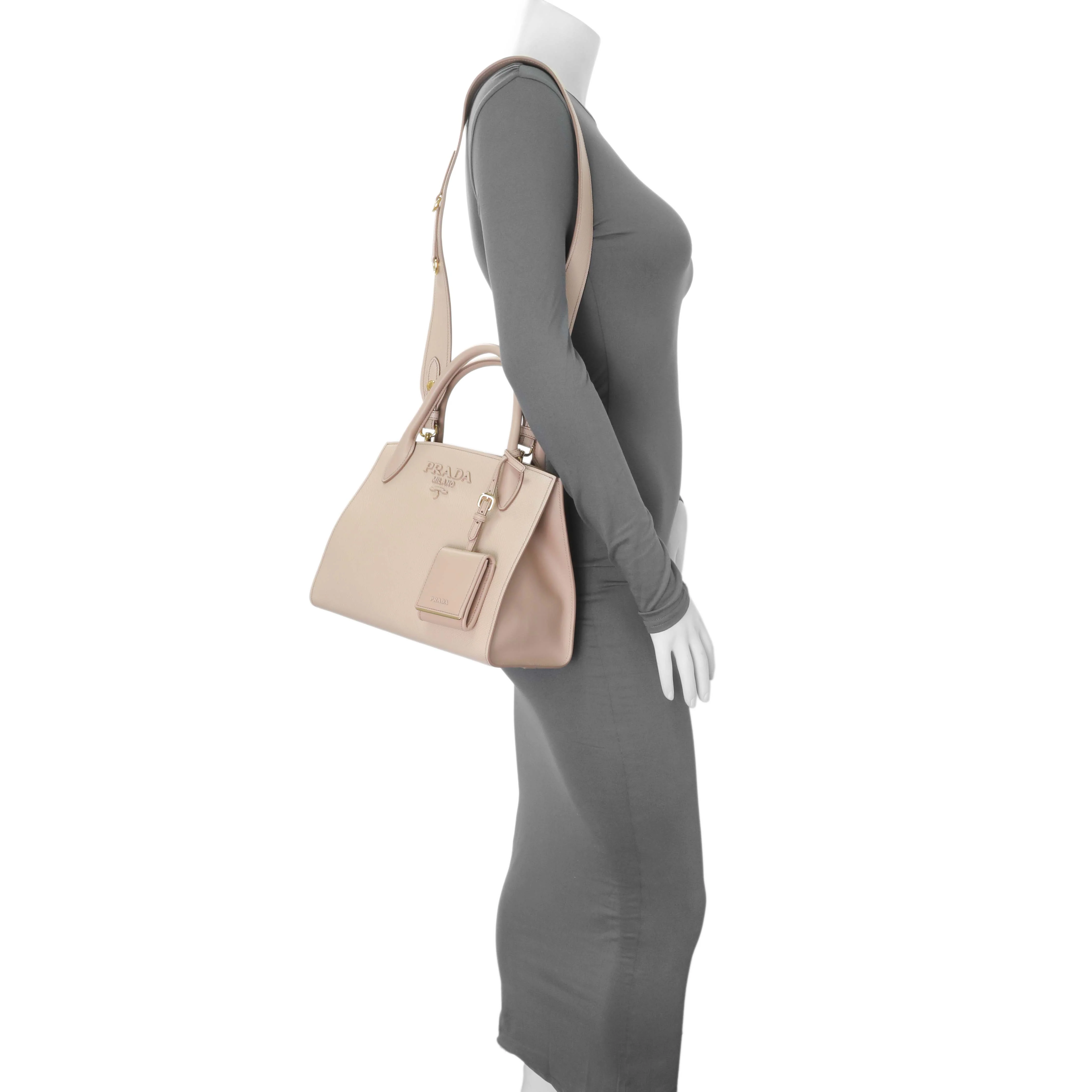 Prada Saffiano Cipria Cuir Calfskin Small Monochrome Top Handle Tote - Image 6