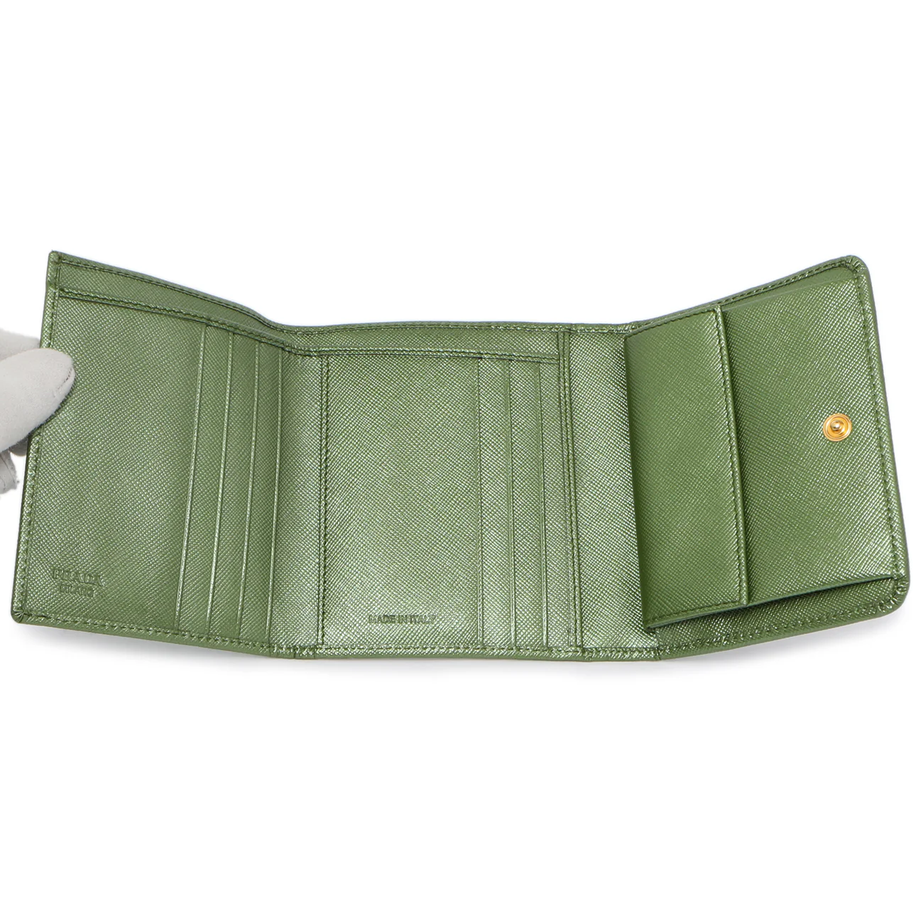 Prada Saffiano Tri-Fold Compact Wallet - Image 4