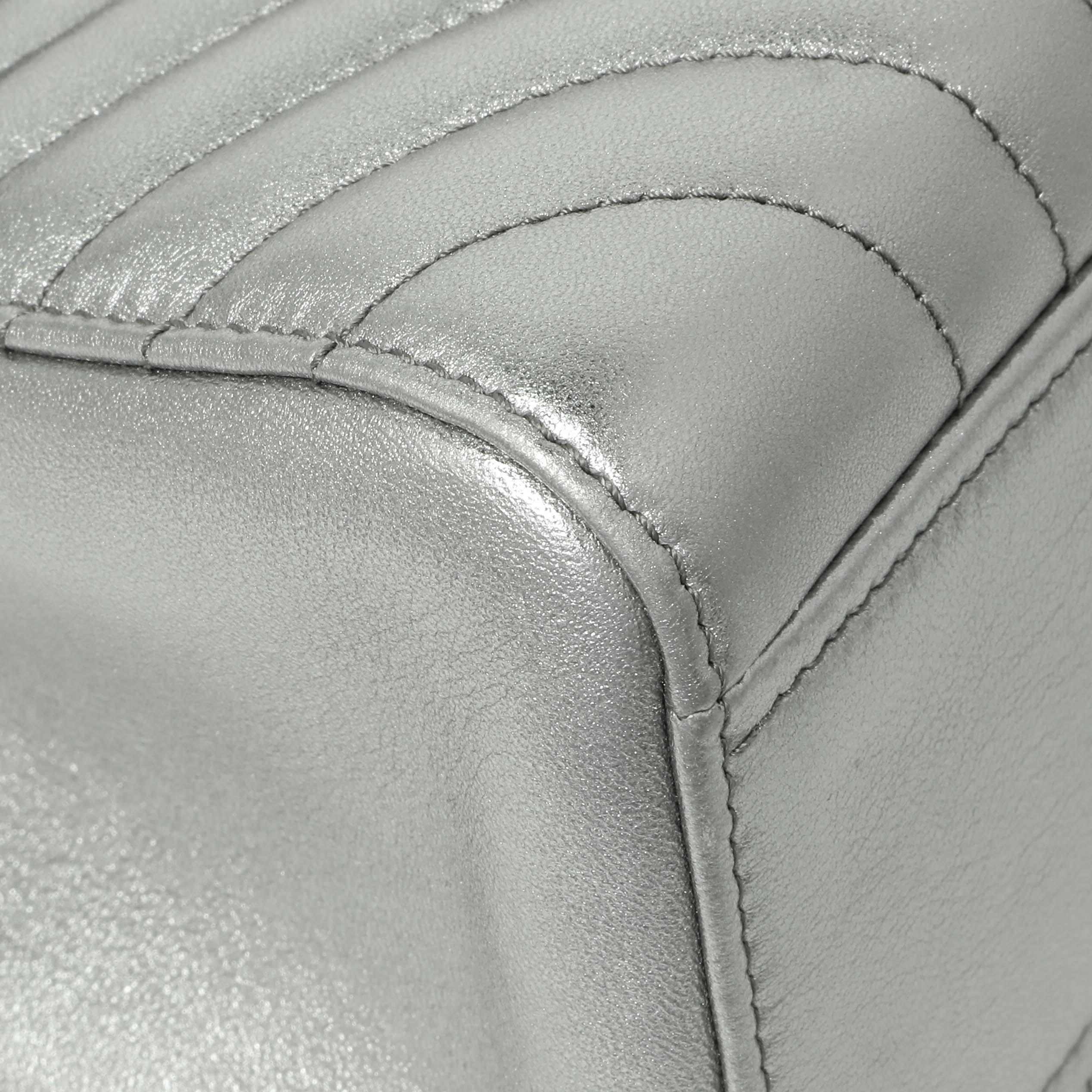 Prada Silver Calfskin Diagramme Flap Bag - Image 4