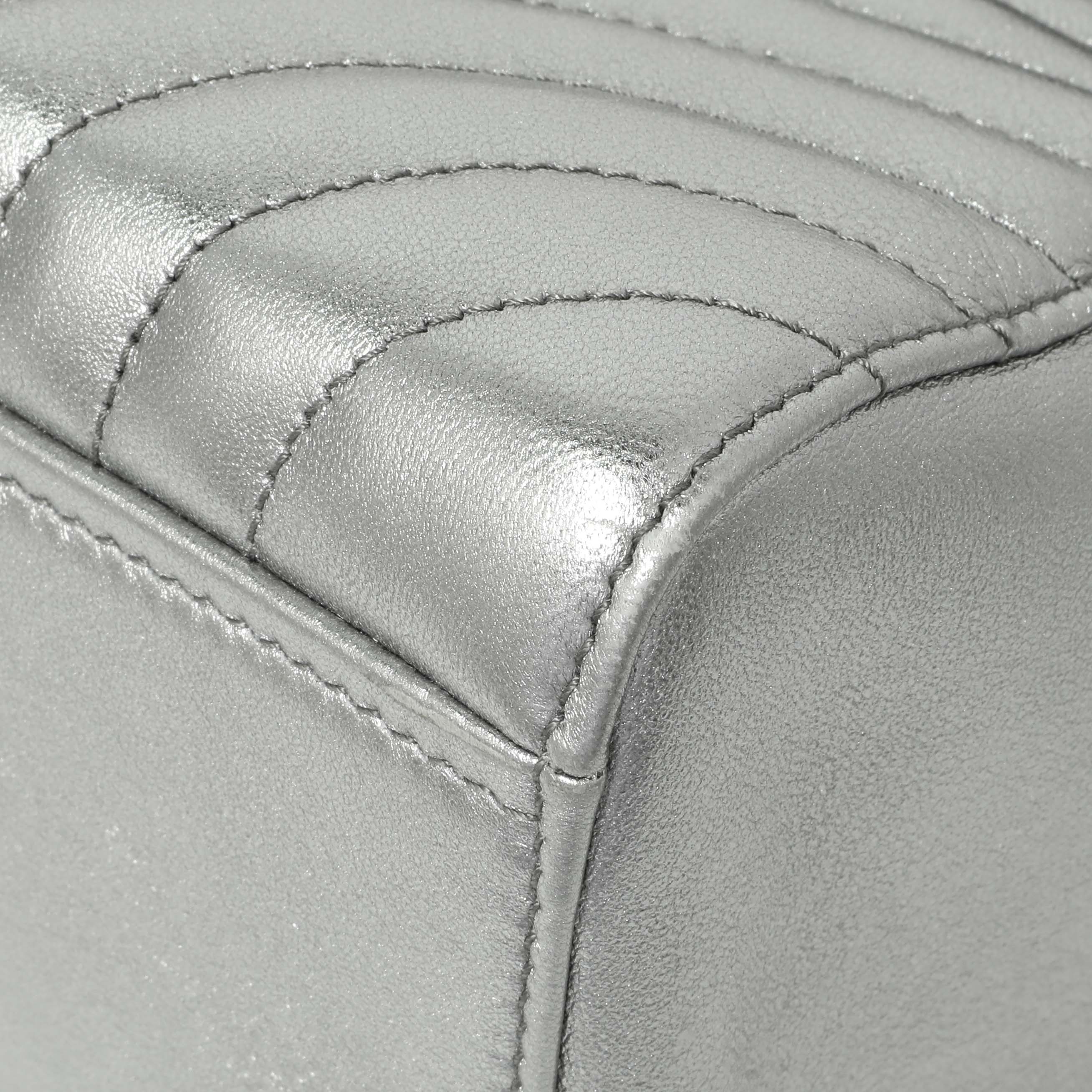 Prada Silver Calfskin Diagramme Flap Bag - Image 5