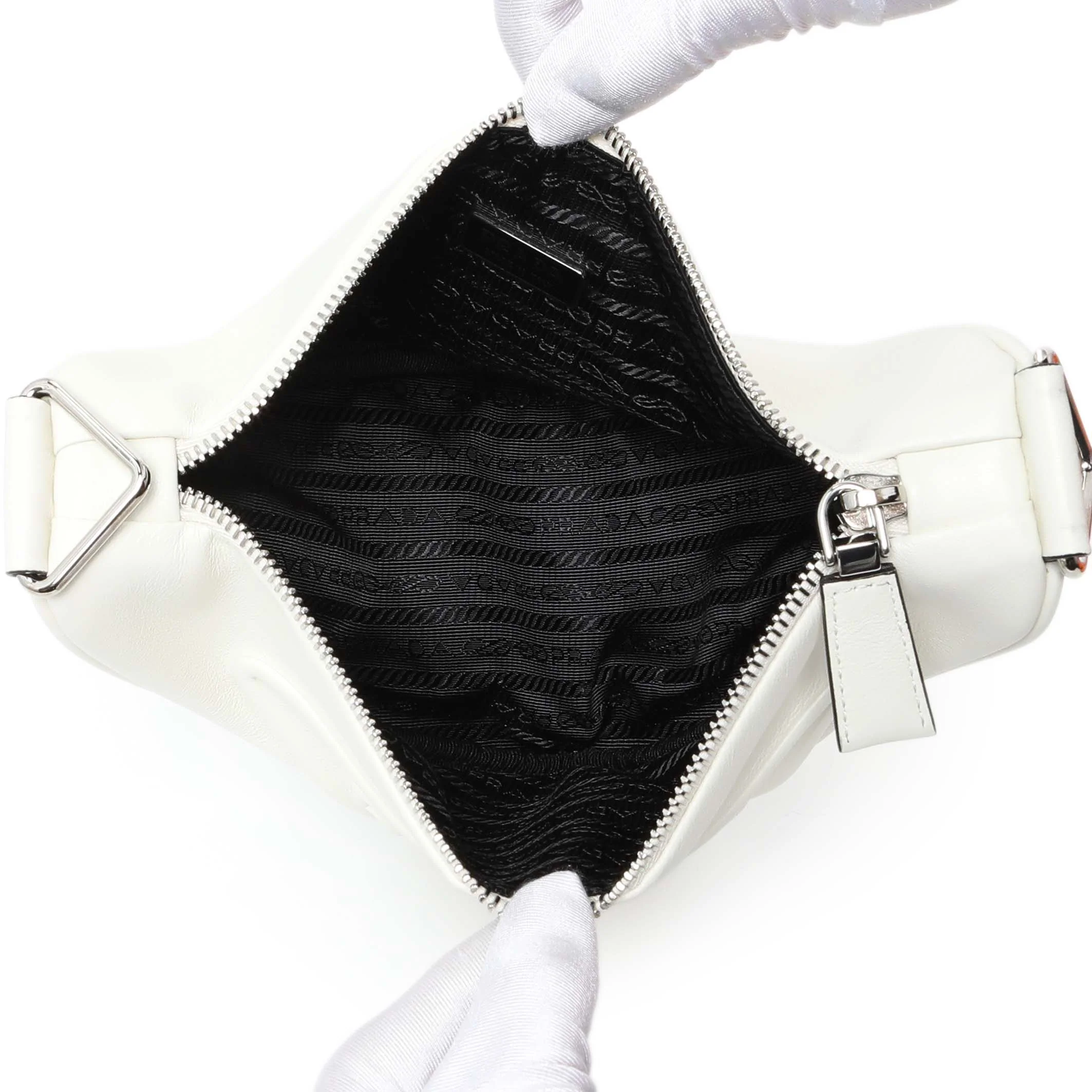 Prada White Grace Lux Triangle Shoulder Bag - Image 4