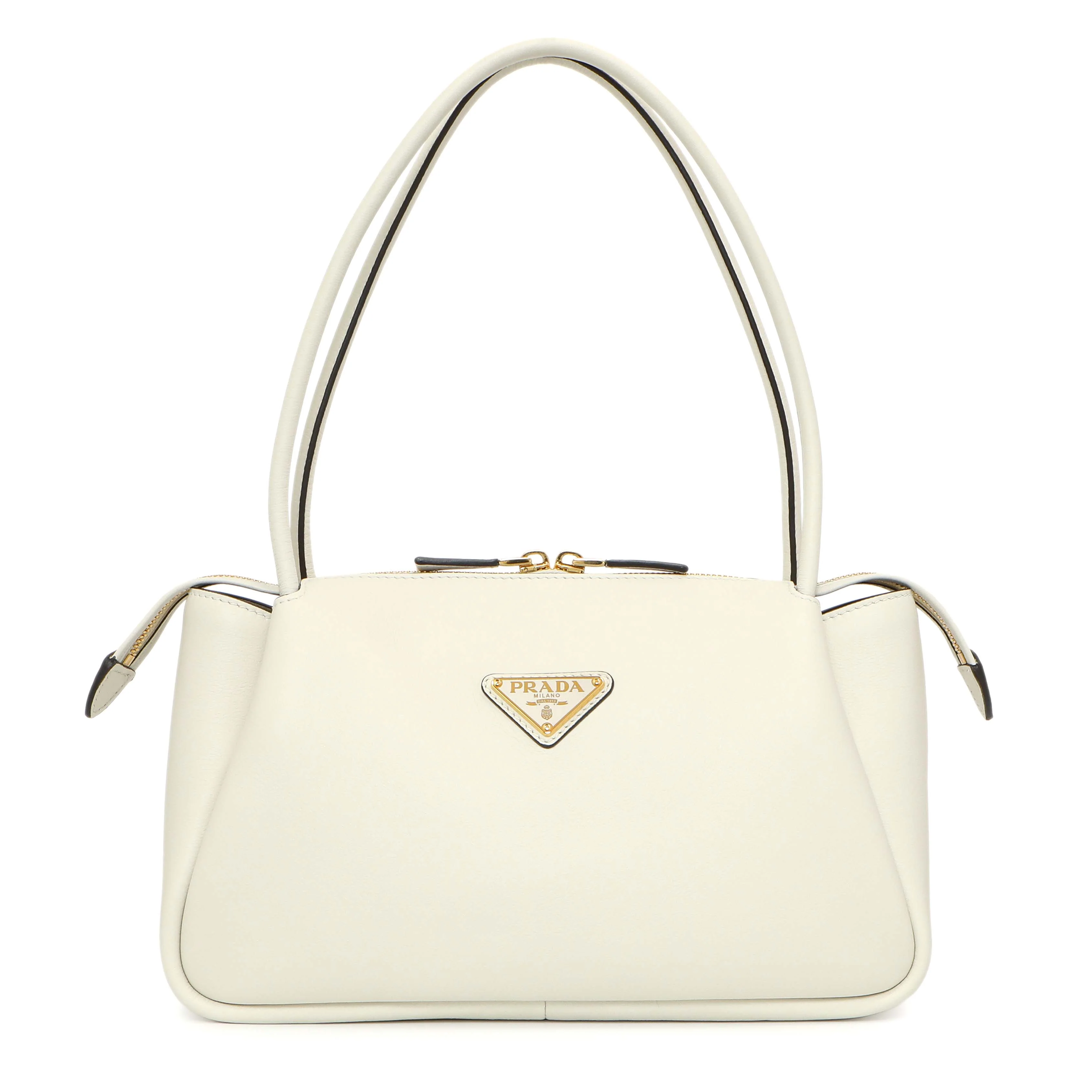Prada White Soft Calfskin Medium Shoulder Bag