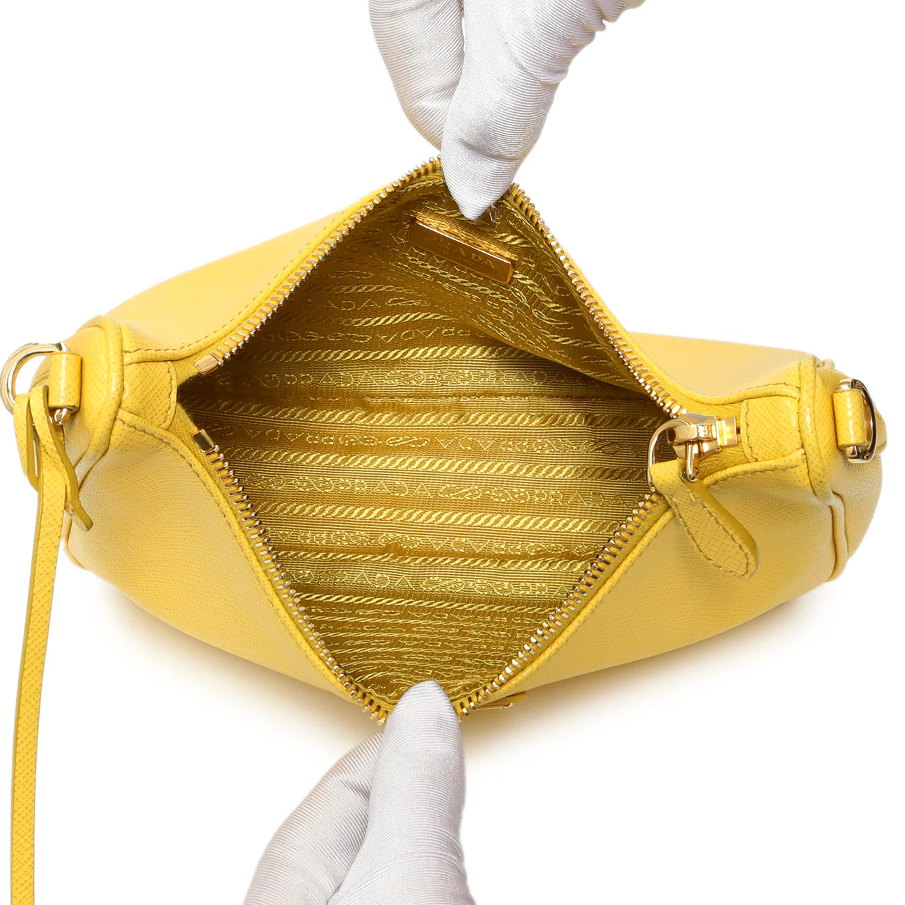 Prada Yellow Saffiano Re-Edition 2005 Shoulder Bag - Image 9