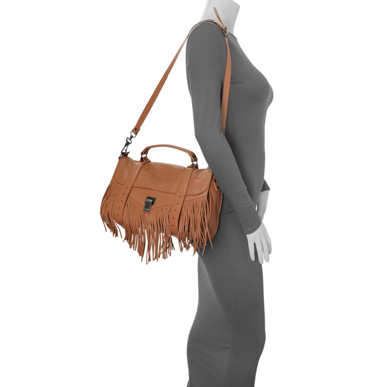 Proenza Schouler Brown Lambskin PS1 Fringe Satchel - Image 6